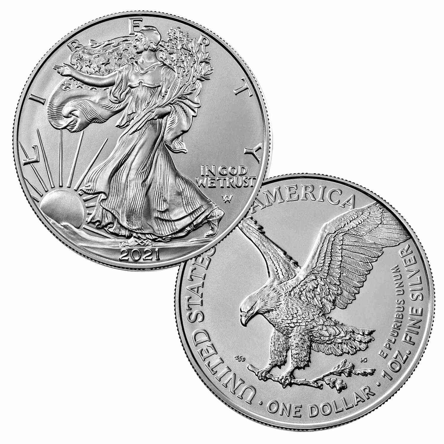 2021 $1 American Silver Eagle Brilliant Uncirculated (BU) - Type 2