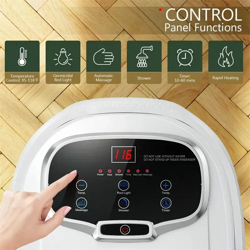 Portable Foot Spa Bath Motorized Massager with Heat Function Water Shower Shiatsu Massage Balls Time & Temper Control