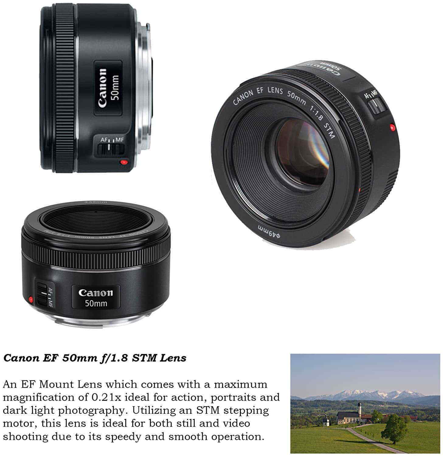 EOS 5D Mark IV DSLR Camera w/ 24-105mm STM Lens Bundle + EF 75-300mm III Lens, 50mm f/1.8 and 500mm Preset Lens + Deluxe Backpack + 64GB Memory + Monopod + Professional Bundle