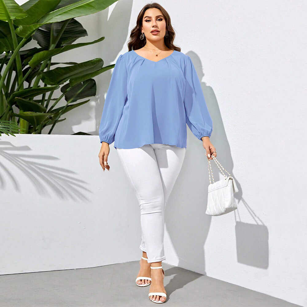 European And American Women's Loose Casual Shirt Sleeve Elegant Shirt Top