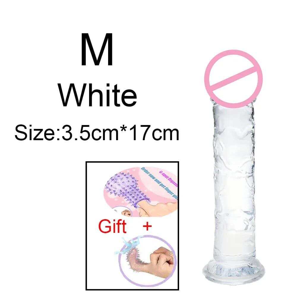 Transparent Jelly Dildo – Large Suction Cup Dildo in 5 Colors for Anal & Vaginal Play