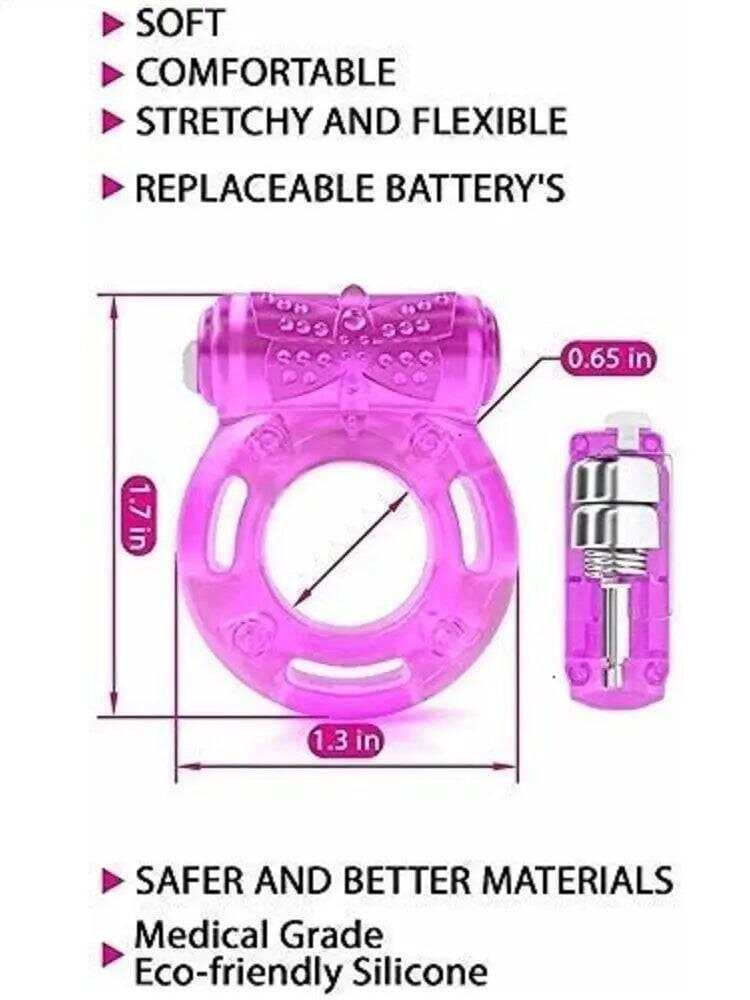 Butterfly Cock Ring Vibrator: Silicone Vibrating Ring for Male Penis, Penis Extender - Adult Sex Toy for Men and Couples