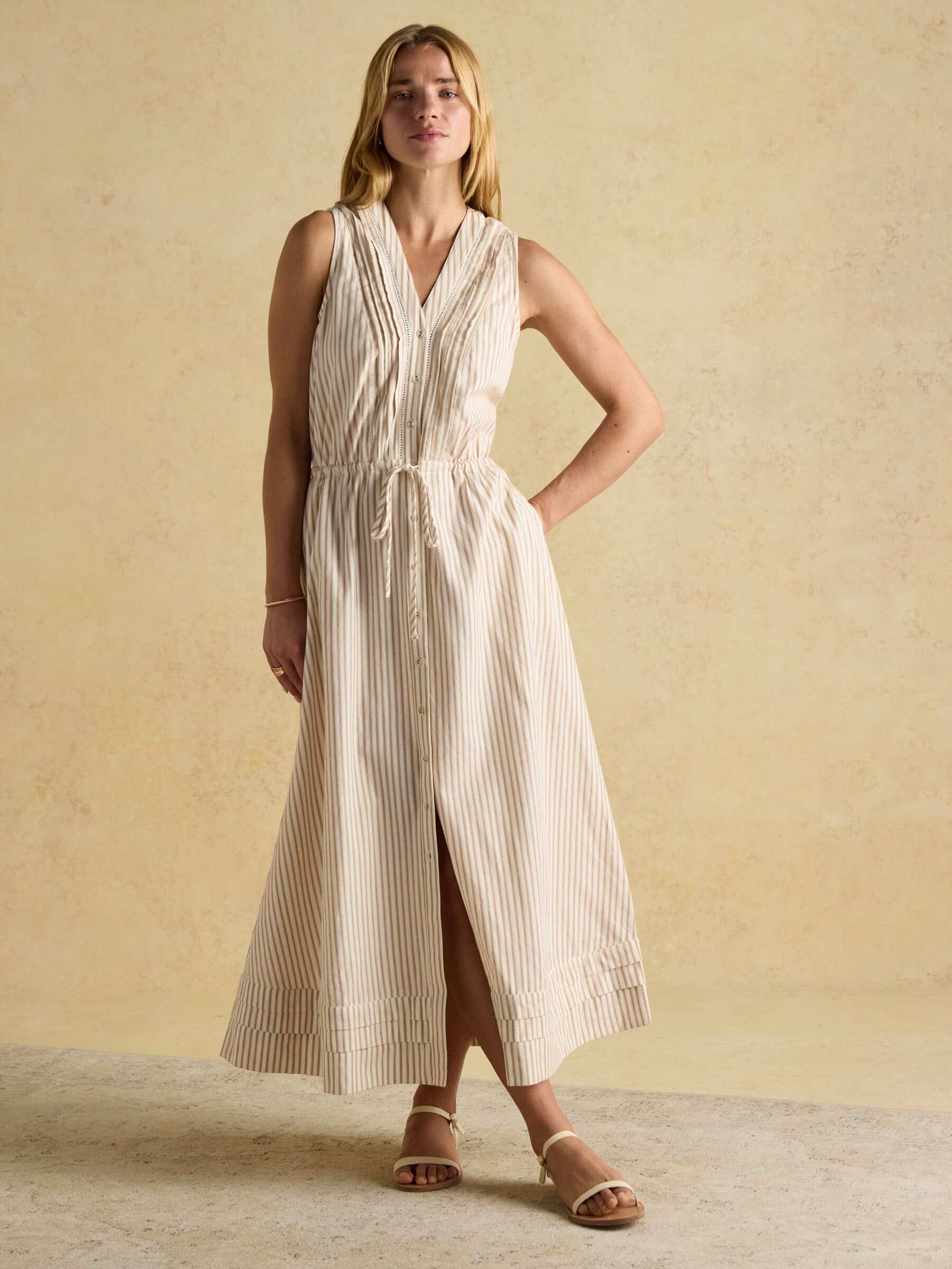 Gracie Tan Brown Button Down Midi Dress