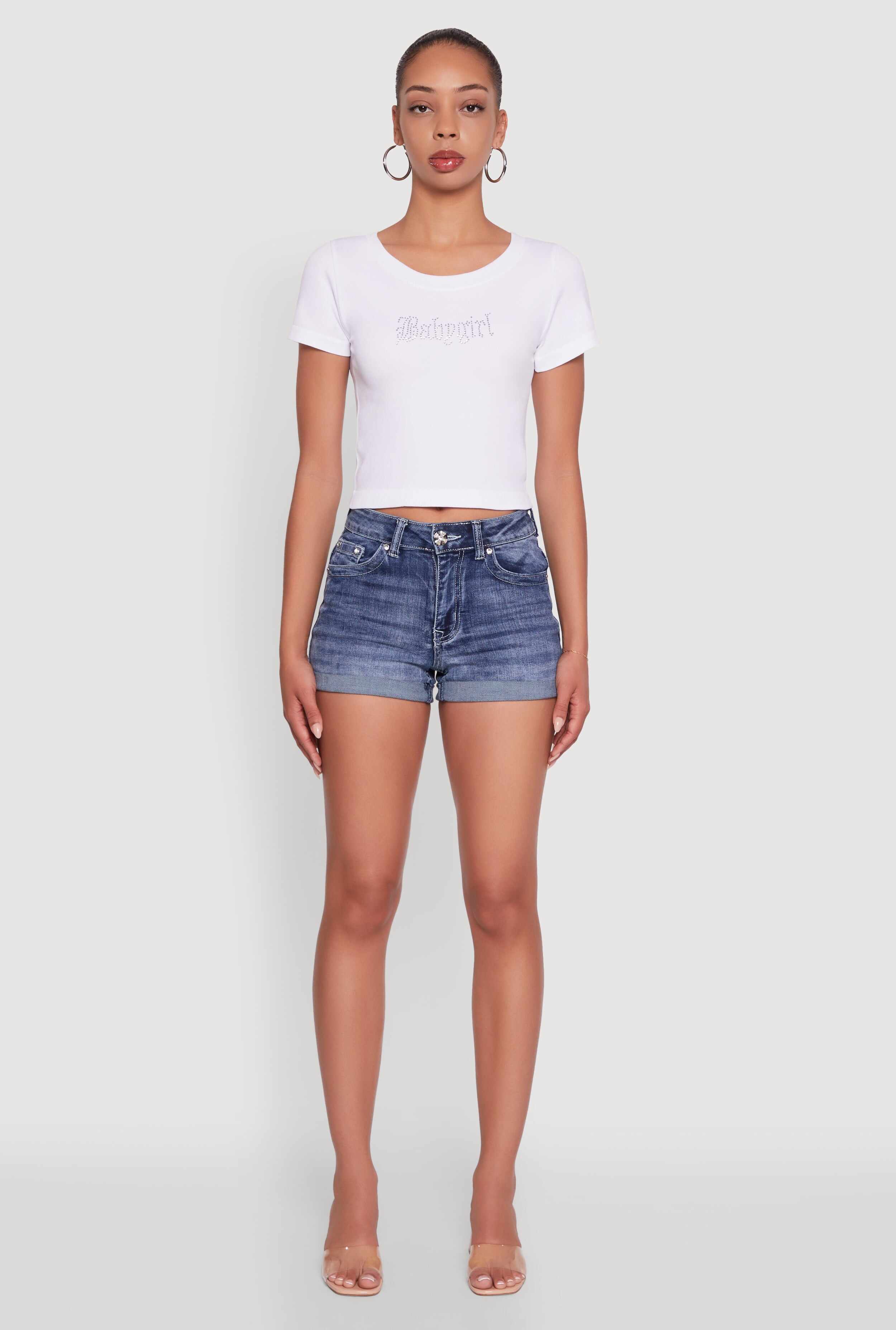 Seamless Rhinestone Babygirl Graphic Cropped Tee