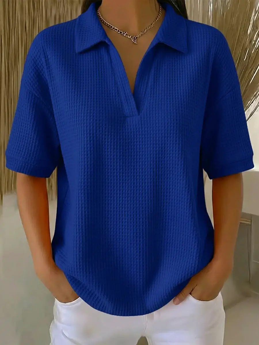 🔥Summer Arrivals🌟Casual Waffle-knit Short-sleeved Cotton Top