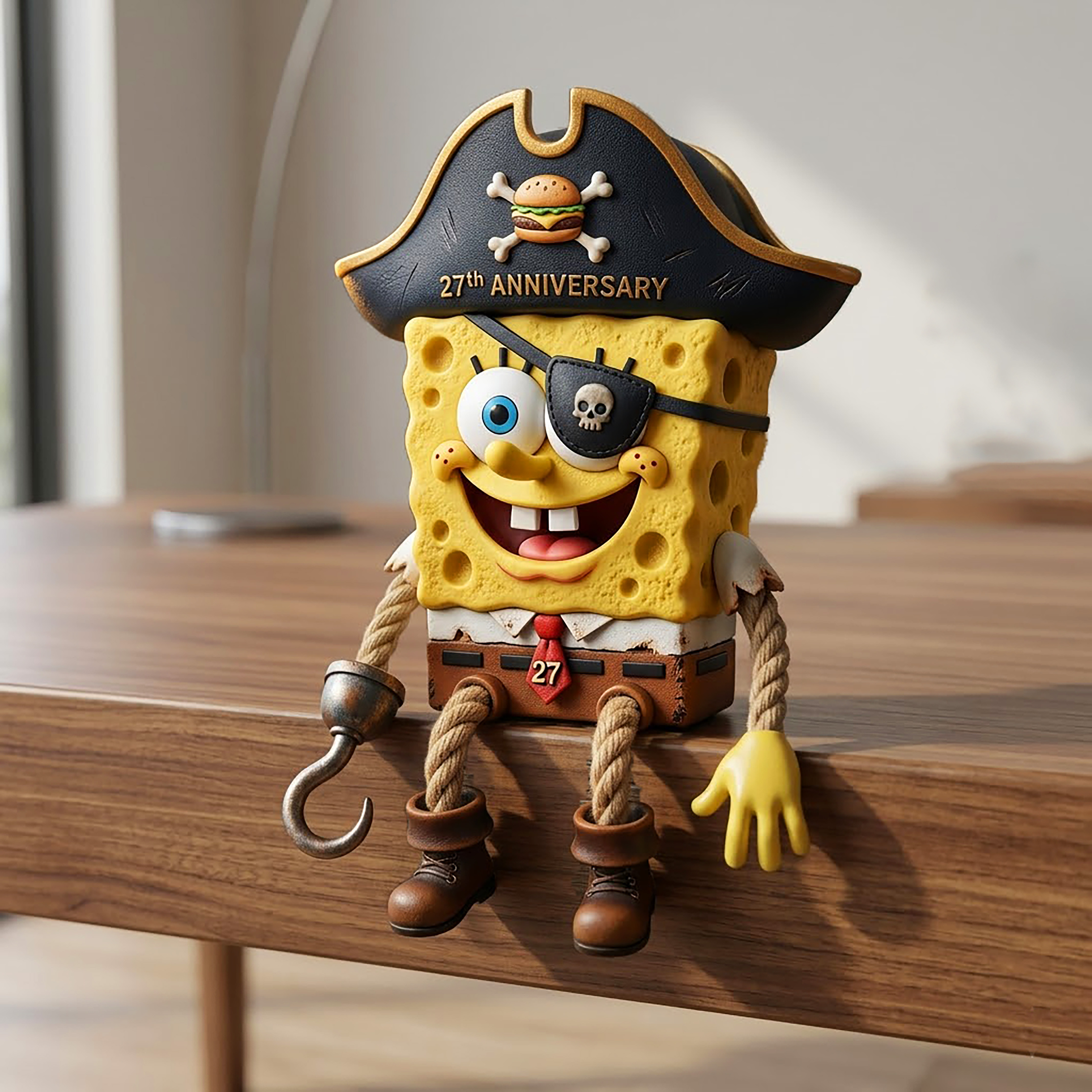 Funny Pirate Sponge Desk Toy with Hook Arm – Limited Edition