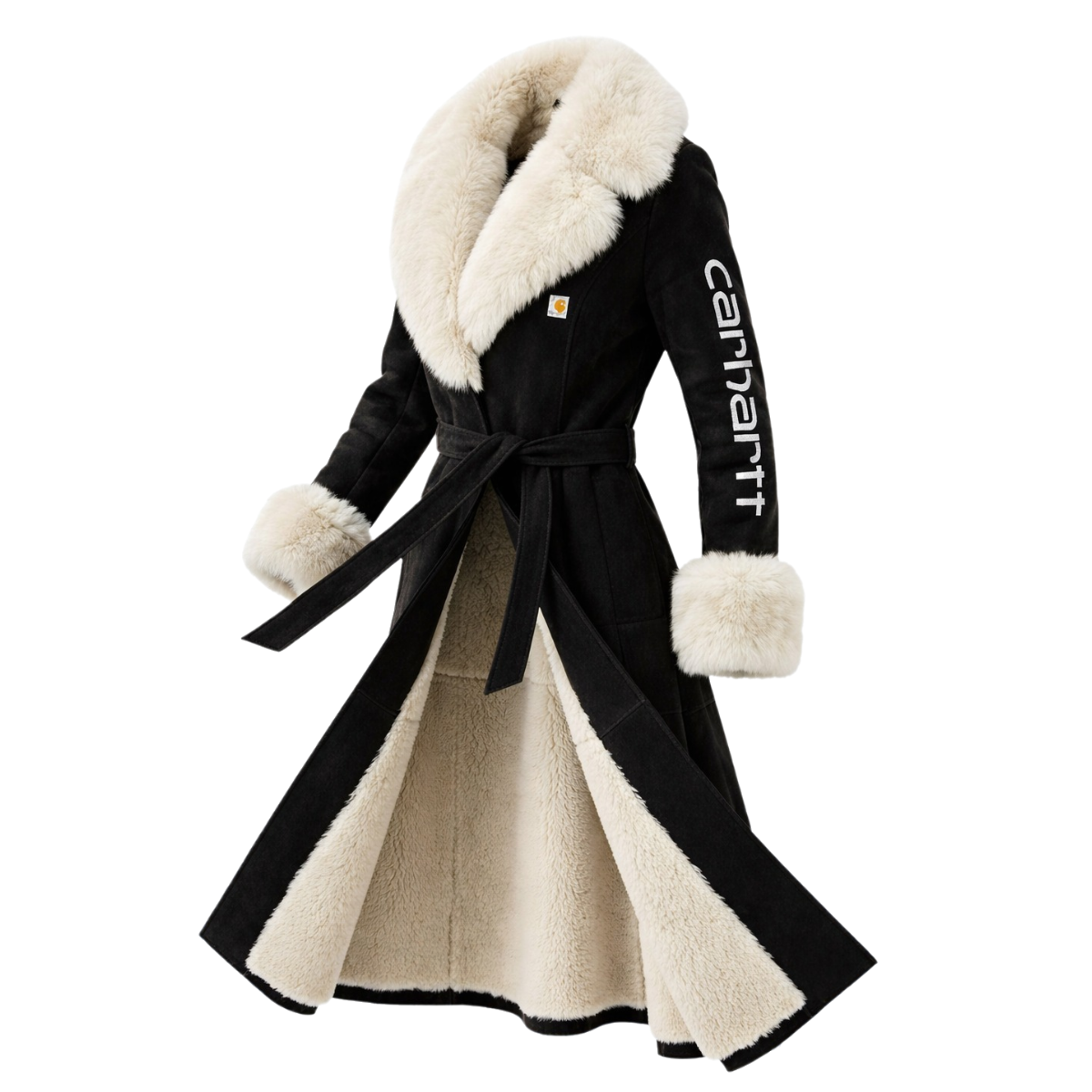 Luxurious Long Faux Fur Coat With Reversible Design For Winter Elegance-Burgundy
