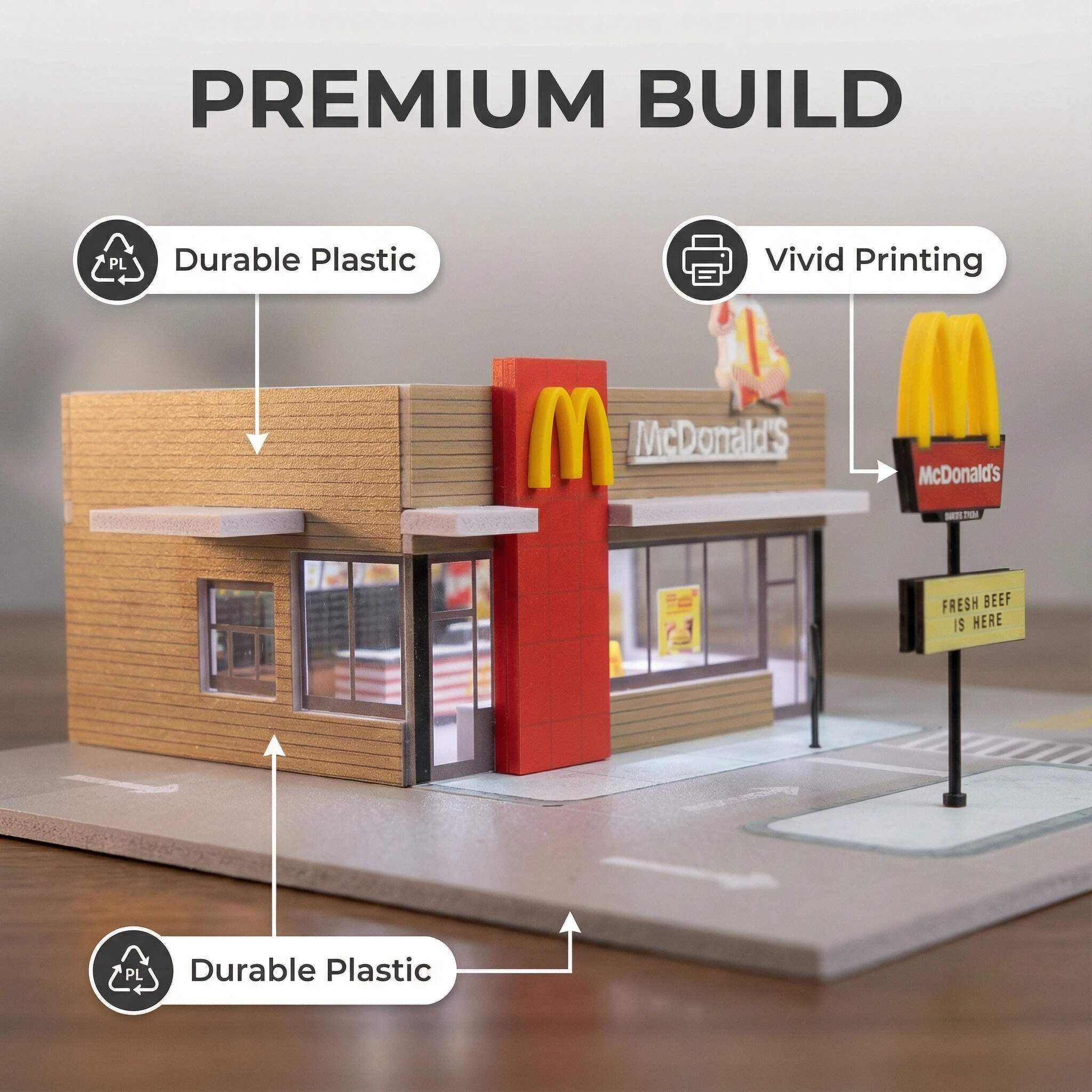 1:64 Scale Urban Fast Food Restaurant Diorama Display Case – Street Scene for Diecast Cars