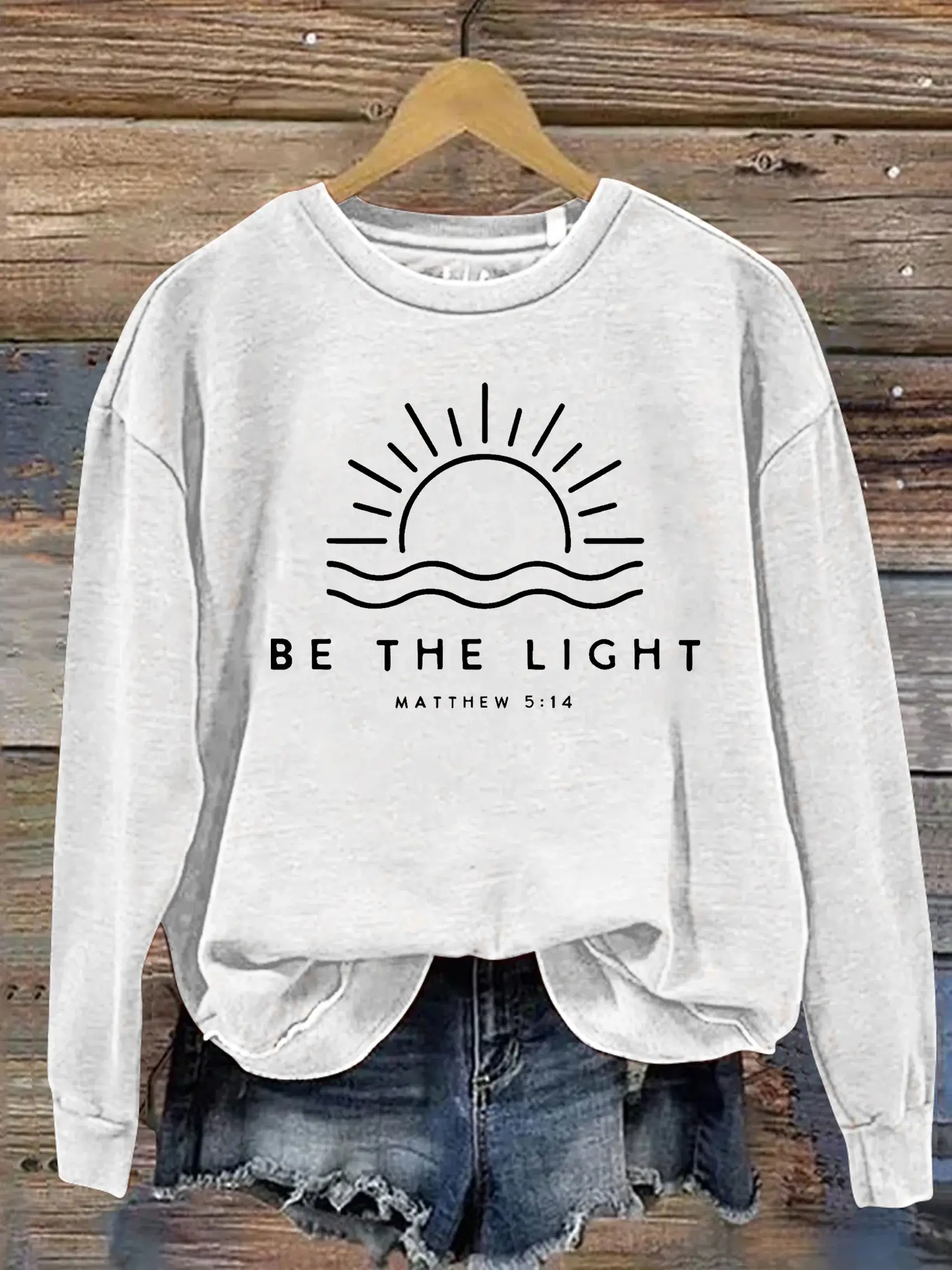 Unisex Women's Men's Be The Light Mathew 5:14 Bible Verse Religious Faith Outfit Church Christian Print Casual Hoodie