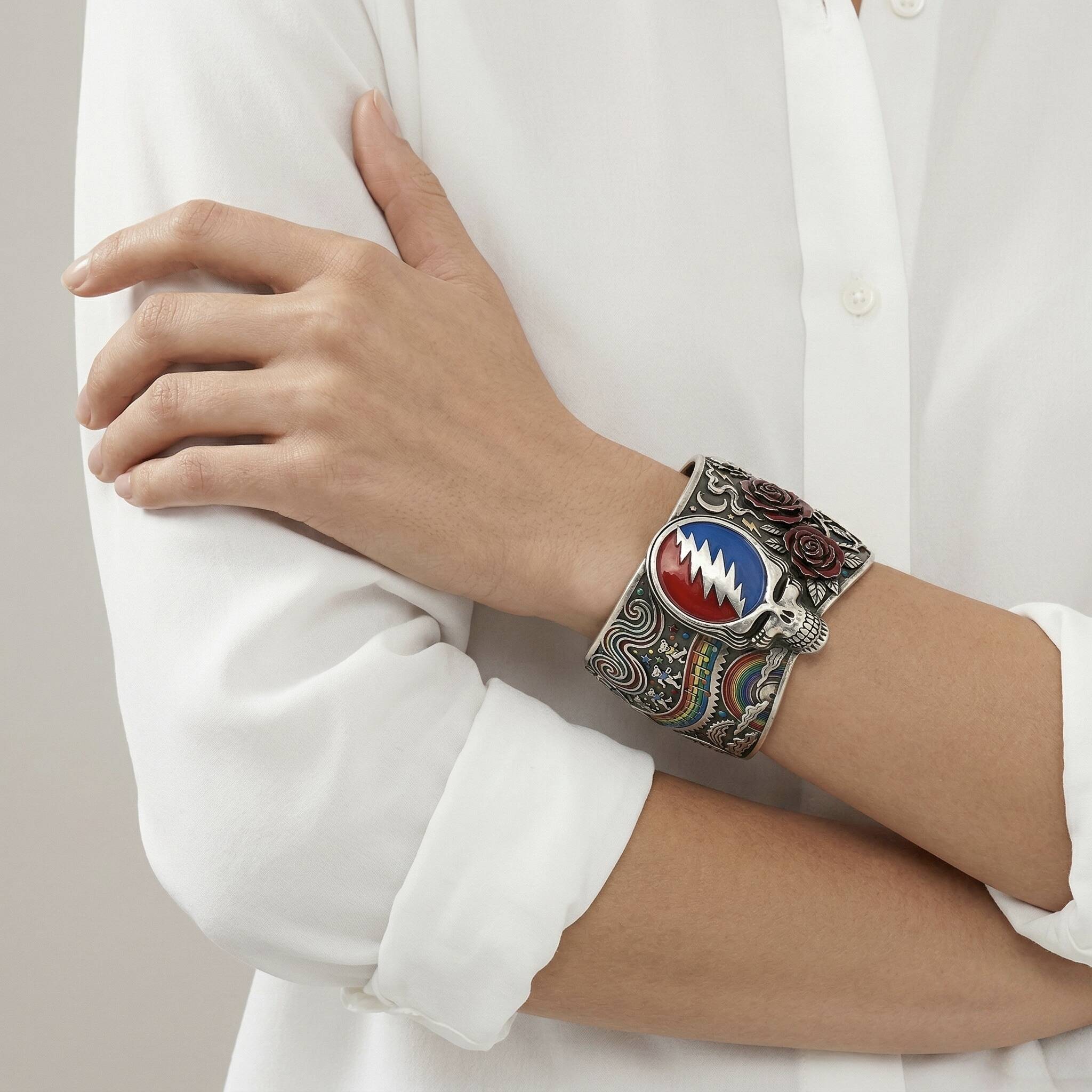 💀 Grateful Dead: Scarlet Lightning Cuff – Not Fade Away Edition 🌹