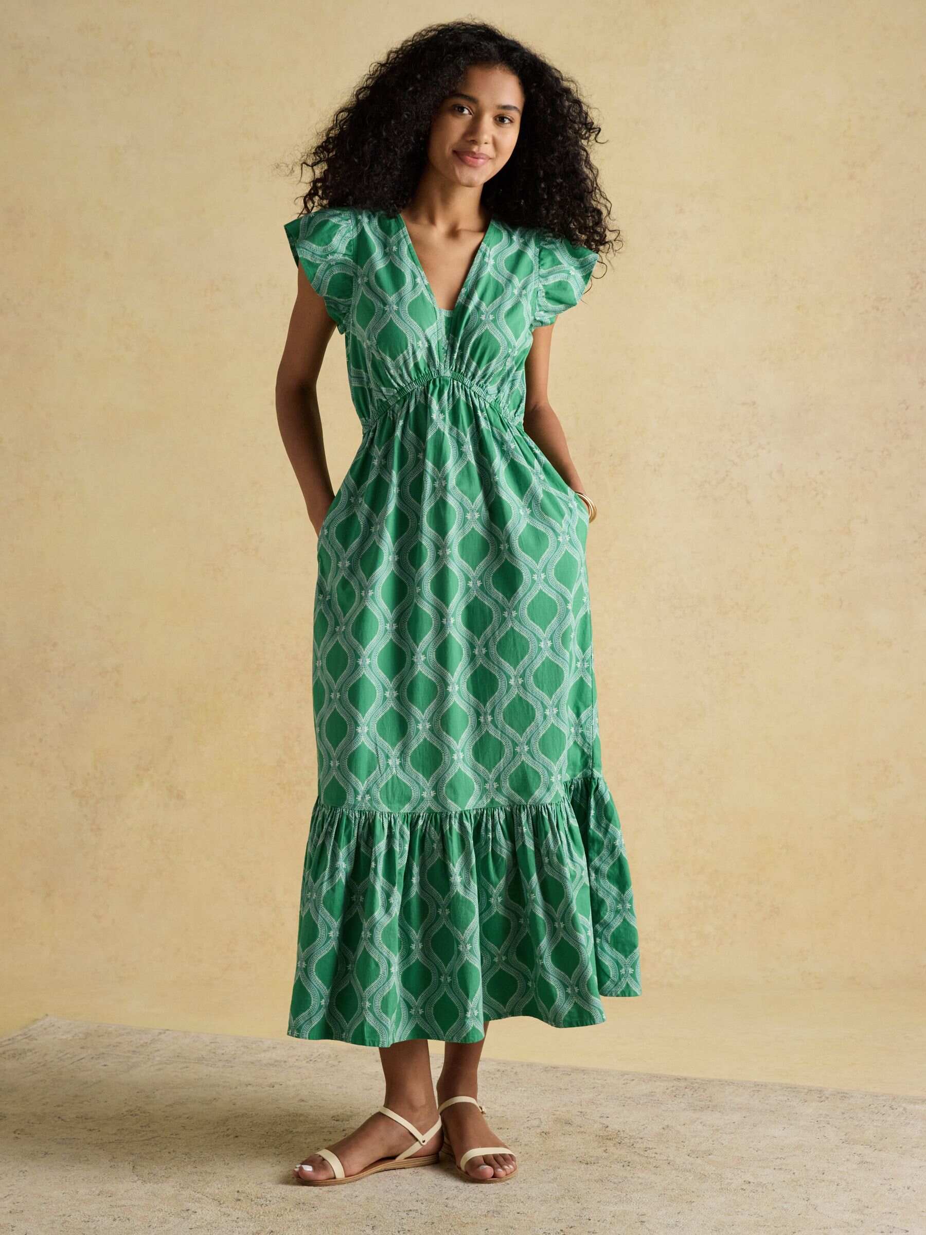 Winnie Green Frill Shoulder Dress