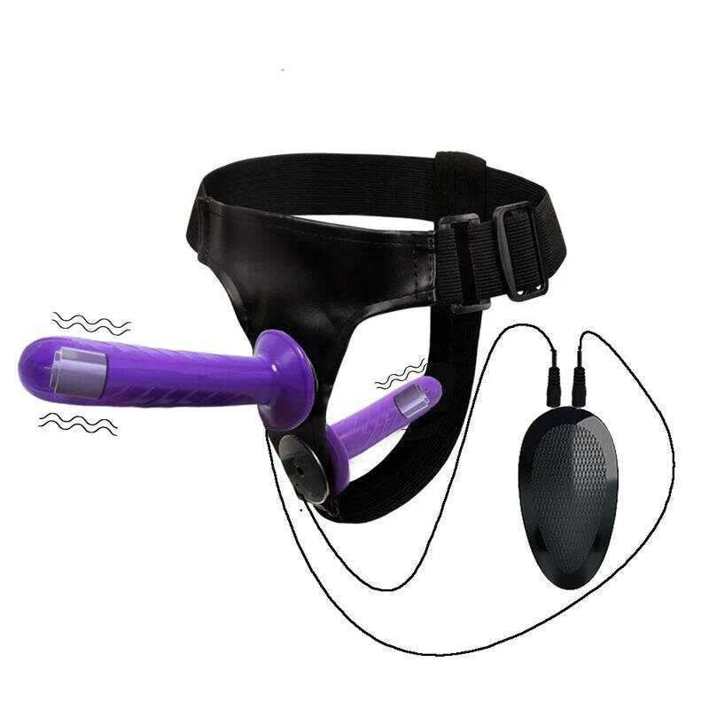 Double Penis Realistic Dildo Vibrator: Ultra Elastic Strap-On Harness for Women - Adult Sex Toy for Lesbians