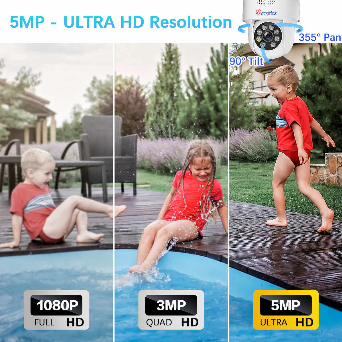 【2nd item $19.99】5MP PTZ Outdoor Surveillance Camera 2.4/5 GHz WiFi IP Dome Camera Human Detection Auto Tracking