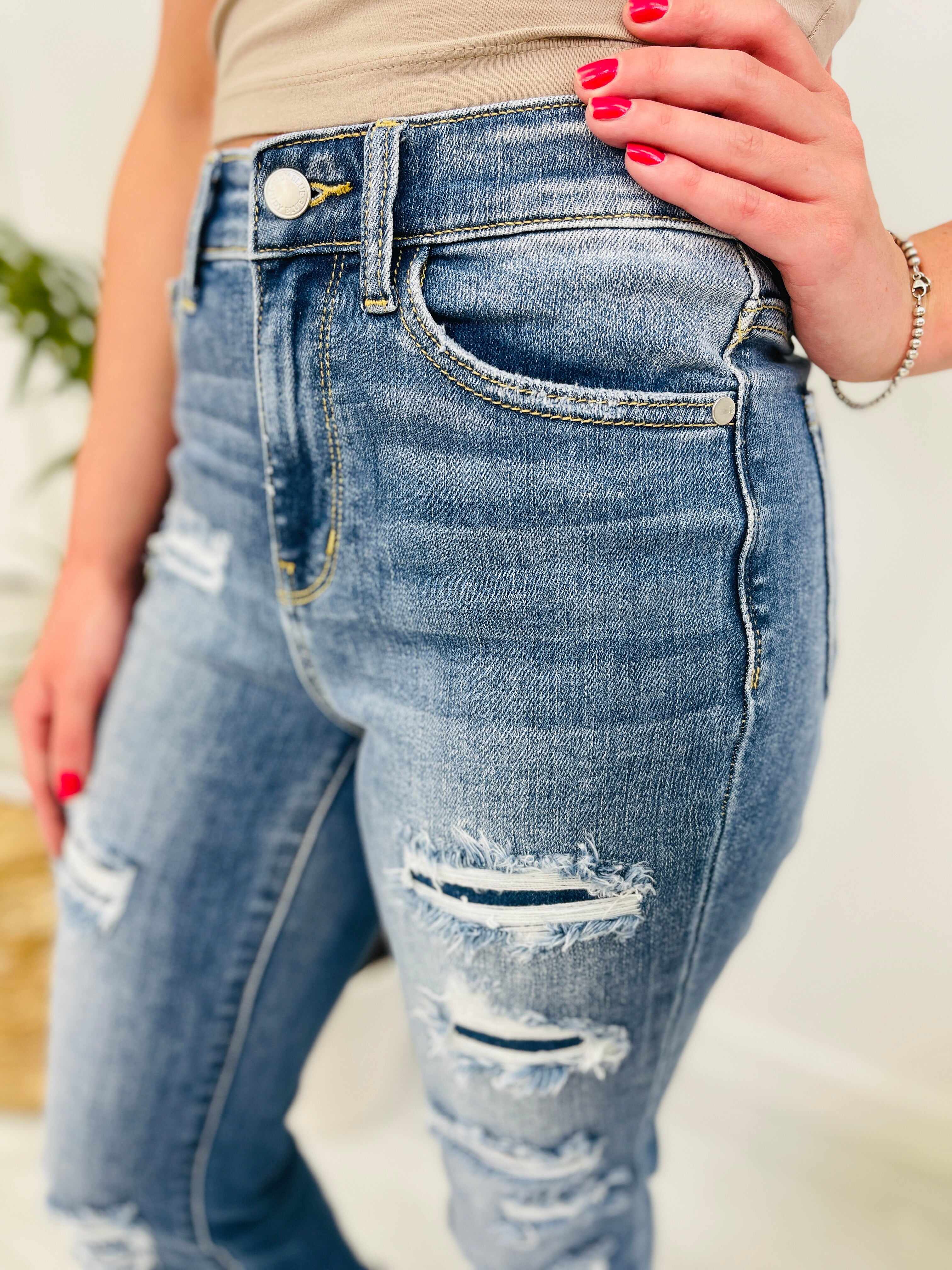 REG/CURVY Patch it Up Bootcut Jeans