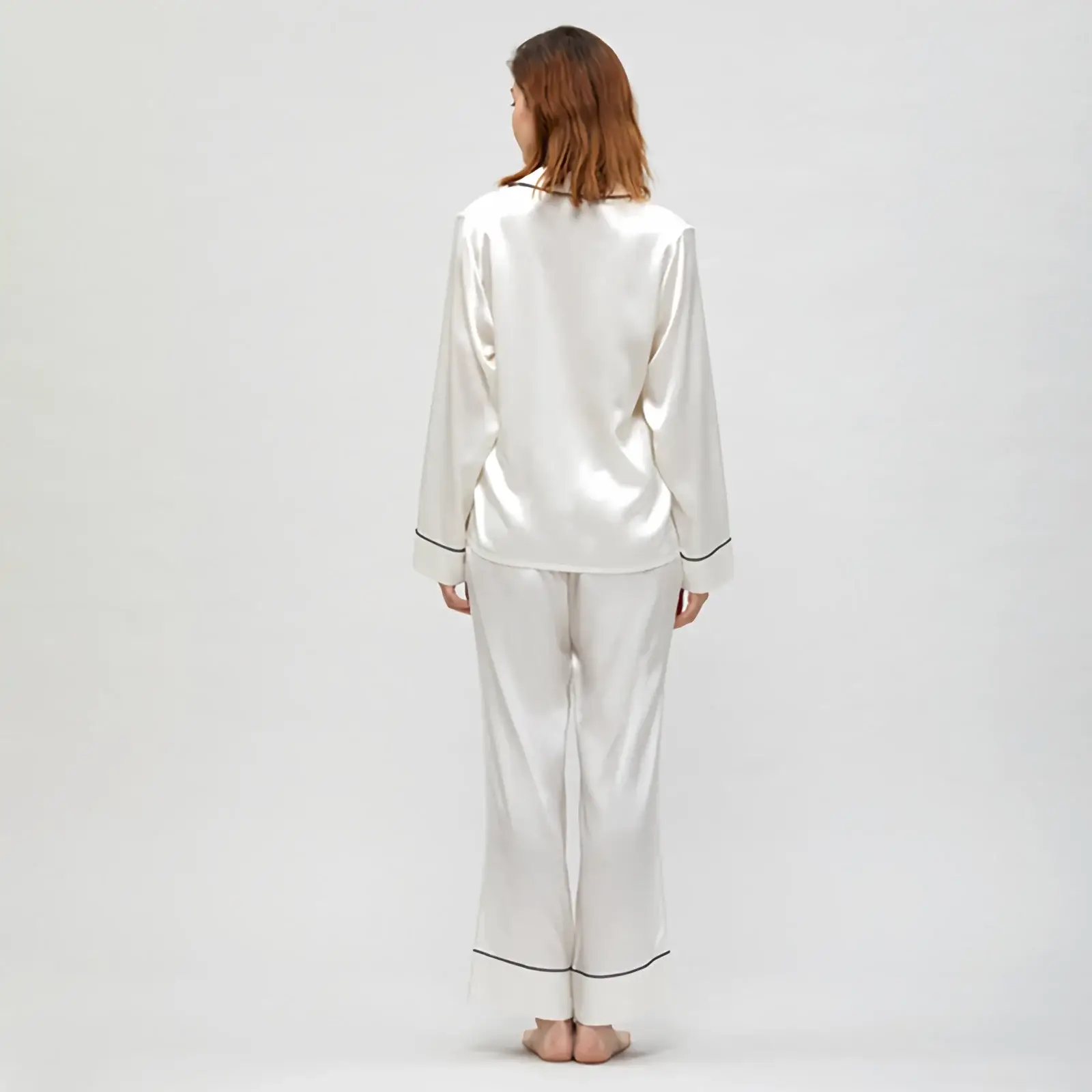 Women's Silk Pajamas Long Sleeve Soft and Comfortable Sleepwear