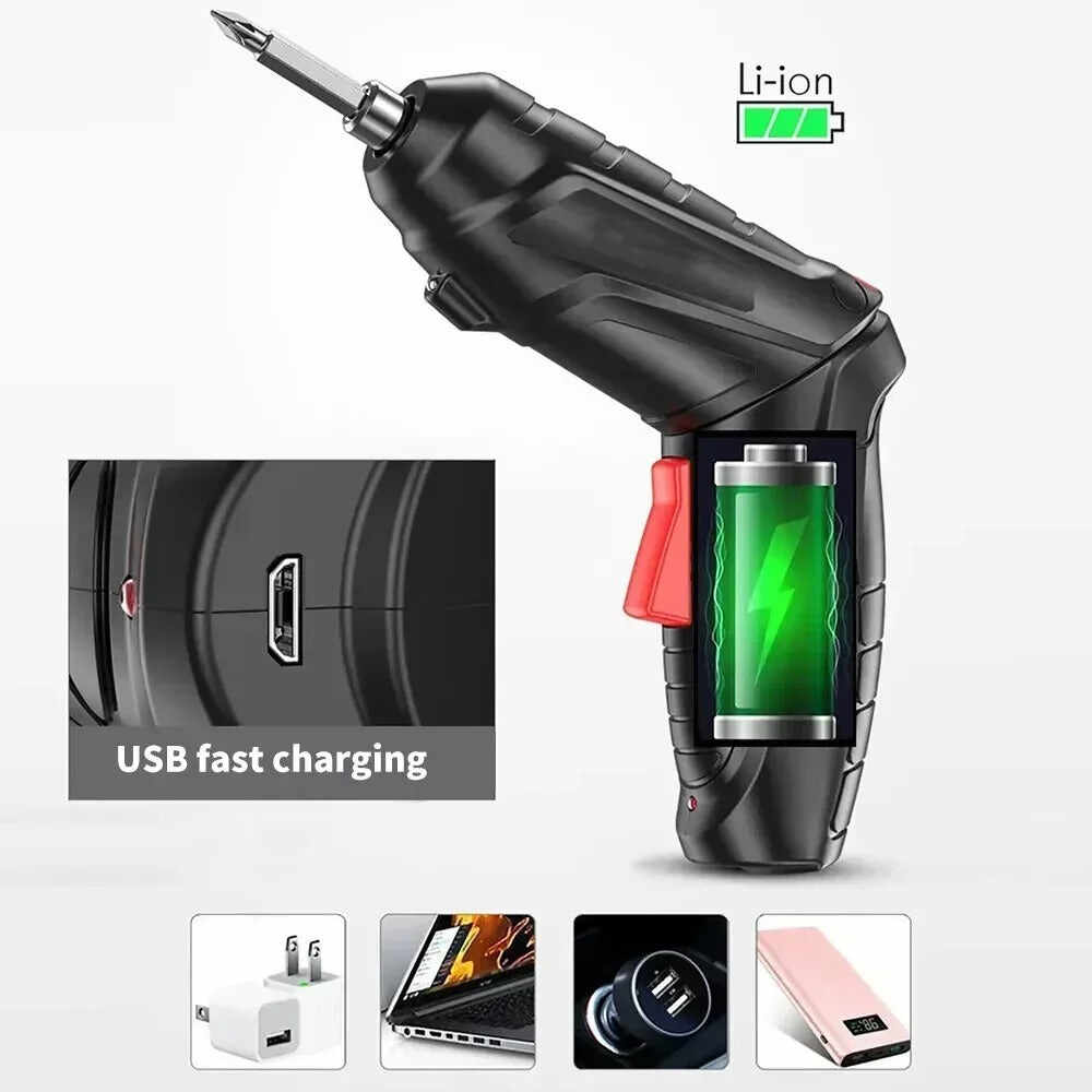 Cordless Electric Screwdriver Set 3.6V - 47-in-1 Power Tool Kit