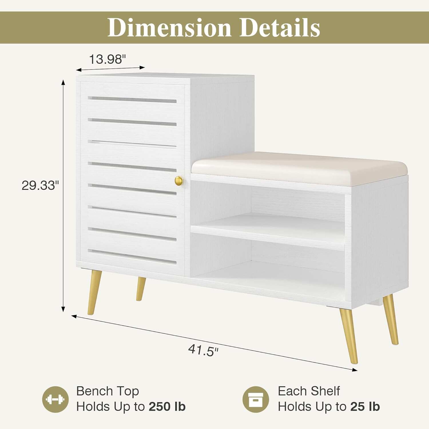 VECELO Shoe Storage Bench with Door&Shelf