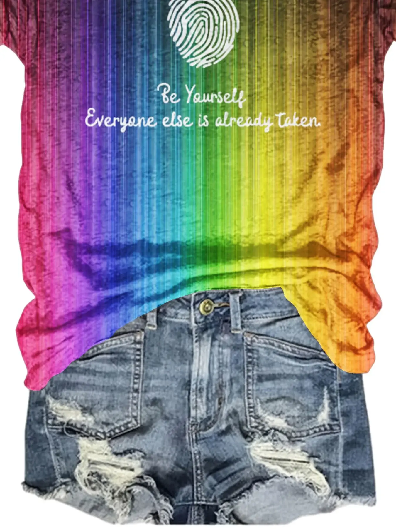 Lgbt Rainbow Gradient Be Yourself Everyone Else Is Already Taken Design Print T-shirt