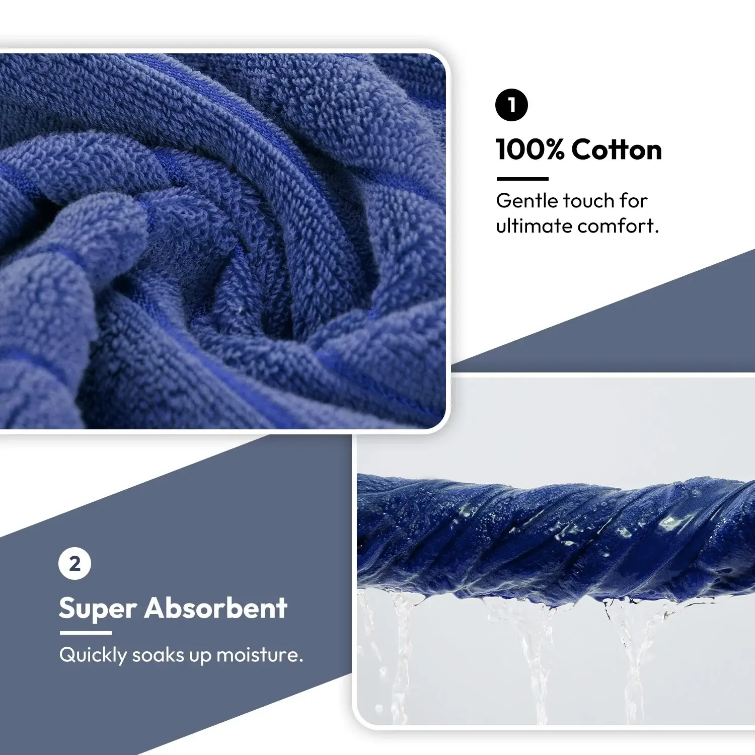 8 Piece Oversized Bath Towel Set, 100% Cotton Bath Towels, Highly Absorbant Bordered Towels