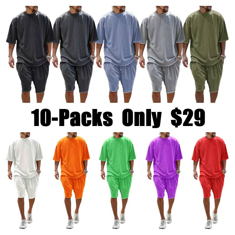 Men's Casual Loose Fit Solid Sports Sets