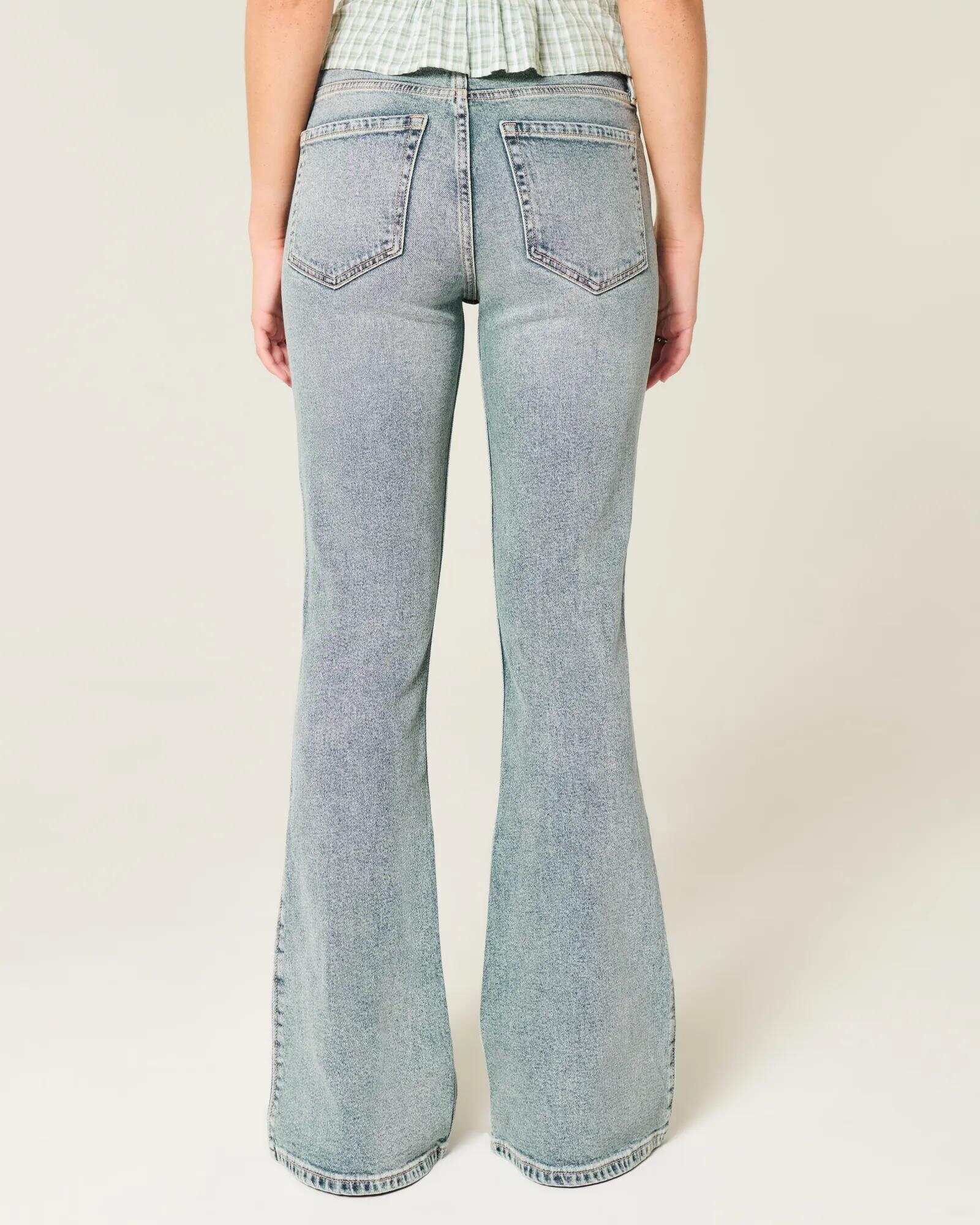 High-Rise Light Wash Heart Embroidered Flare Jeans