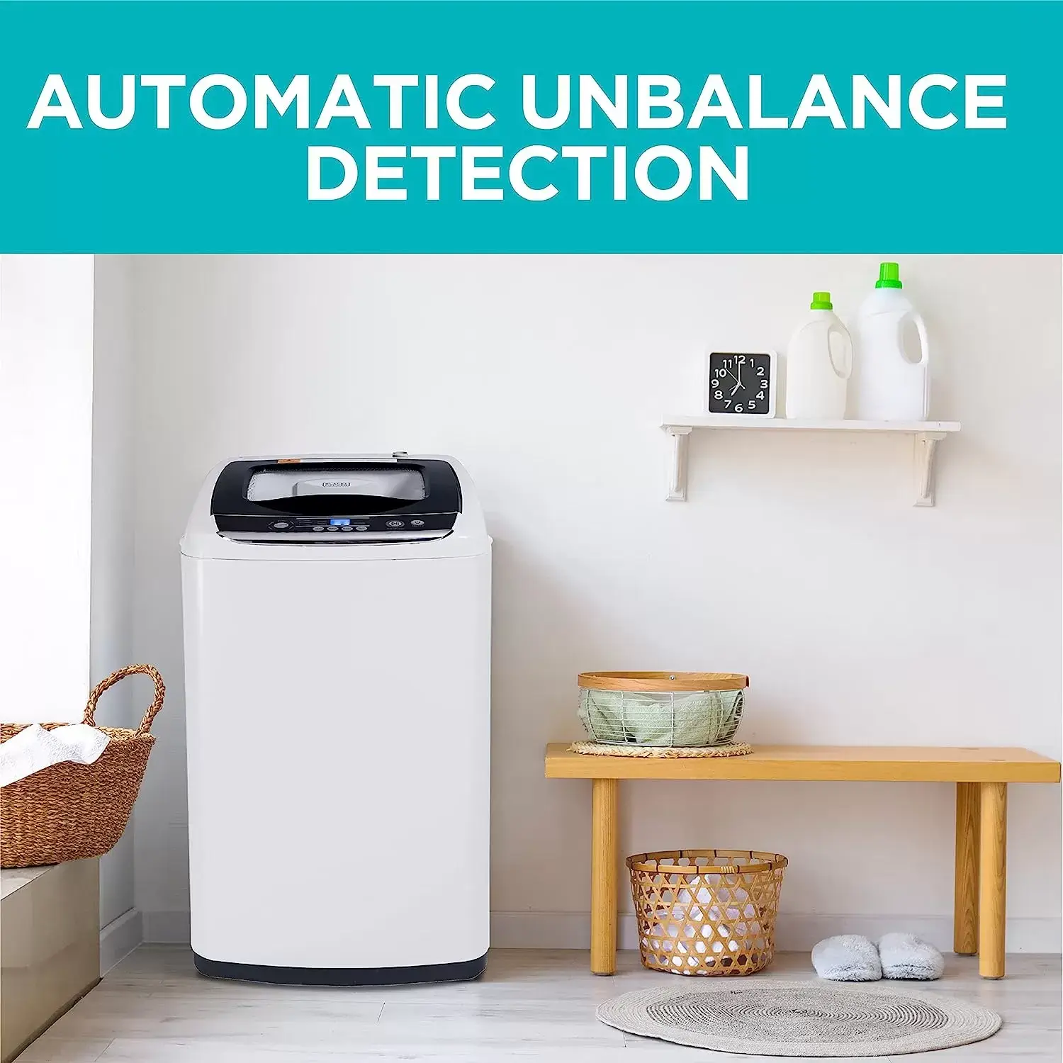 BLACK+DECKER Small Portable Washer, Washing Machine for Household Use, Portable Washer 0.9 Cu. Ft. with 5 Cycles, Transparent Lid & LED Display
