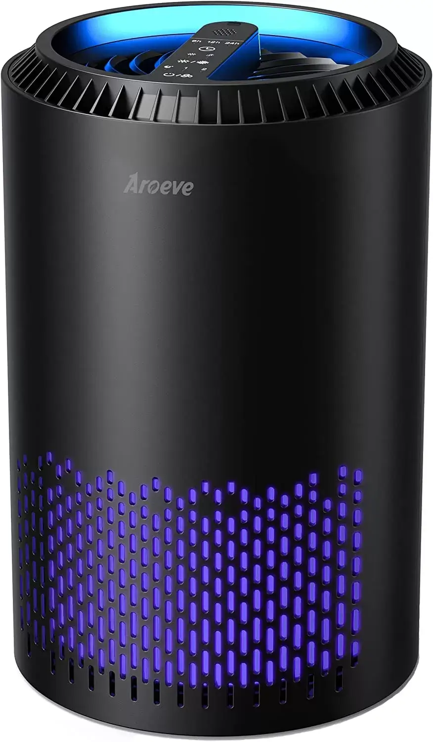 AROEVE Air Purifiers for Home, HEPA Air Purifiers Air Cleaner For Smoke Pollen Dander Hair Smell Portable Air Purifier with Sleep Mode Speed Control For Bedroom Office Living Room, MK01- White