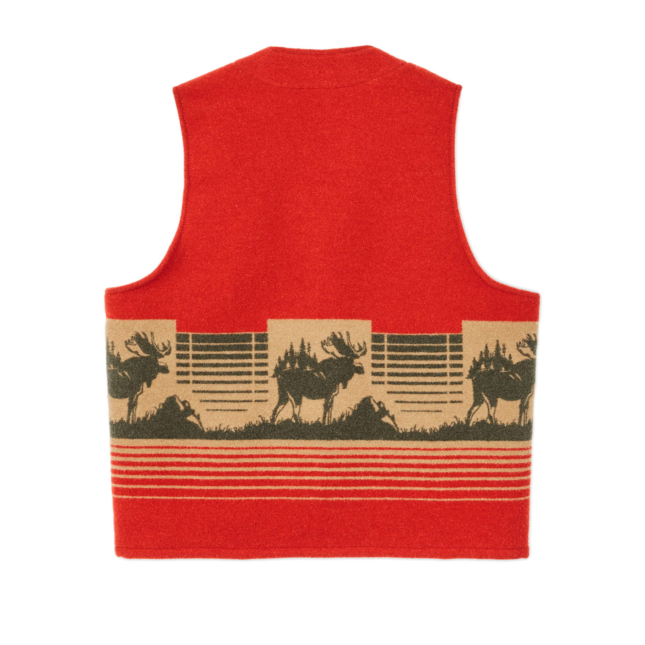 Jacquard Wool Vest - Red / Khaki / Forest Multi