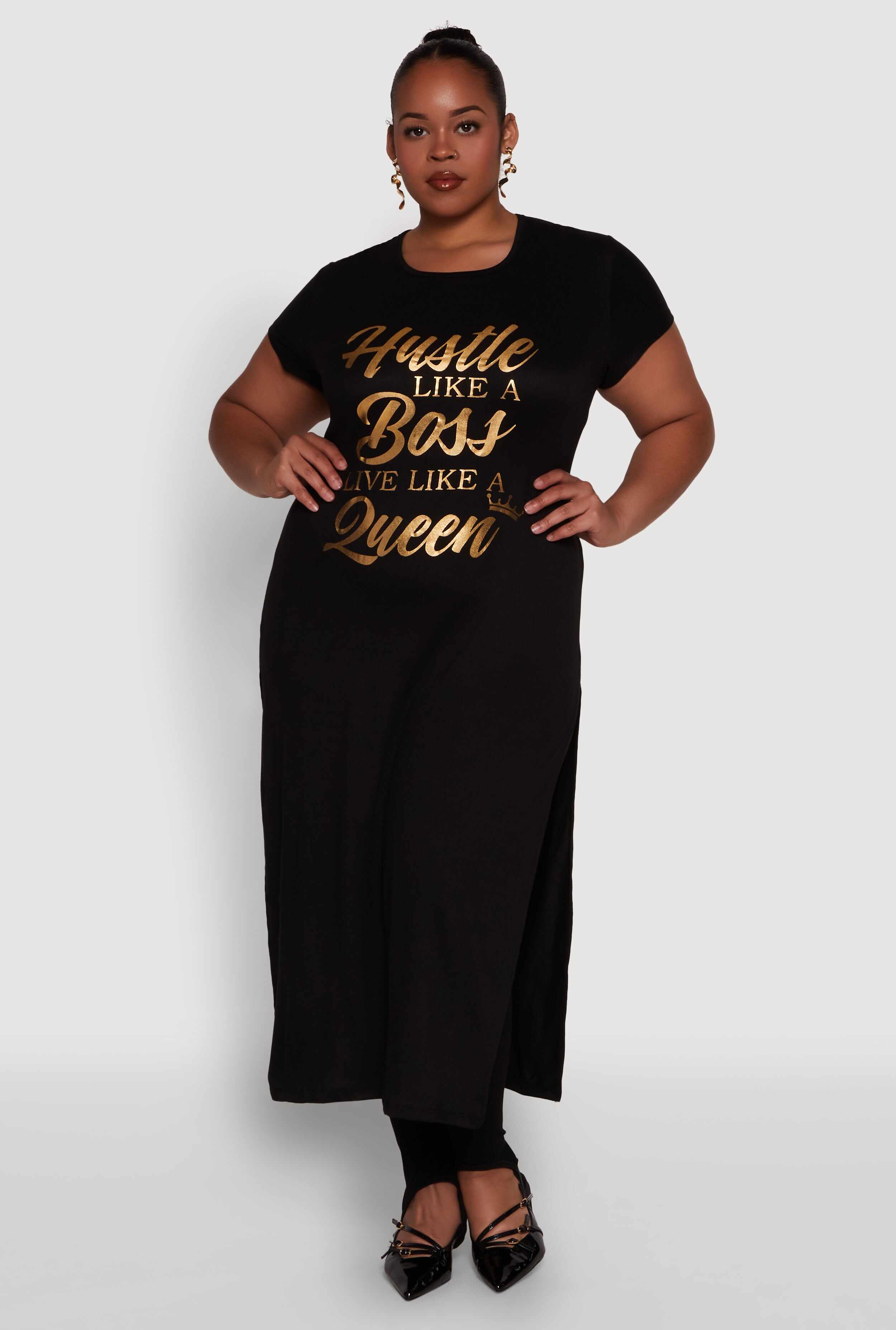 Plus Size Hustle Like A Boss Live Like A Queen Maxi Top