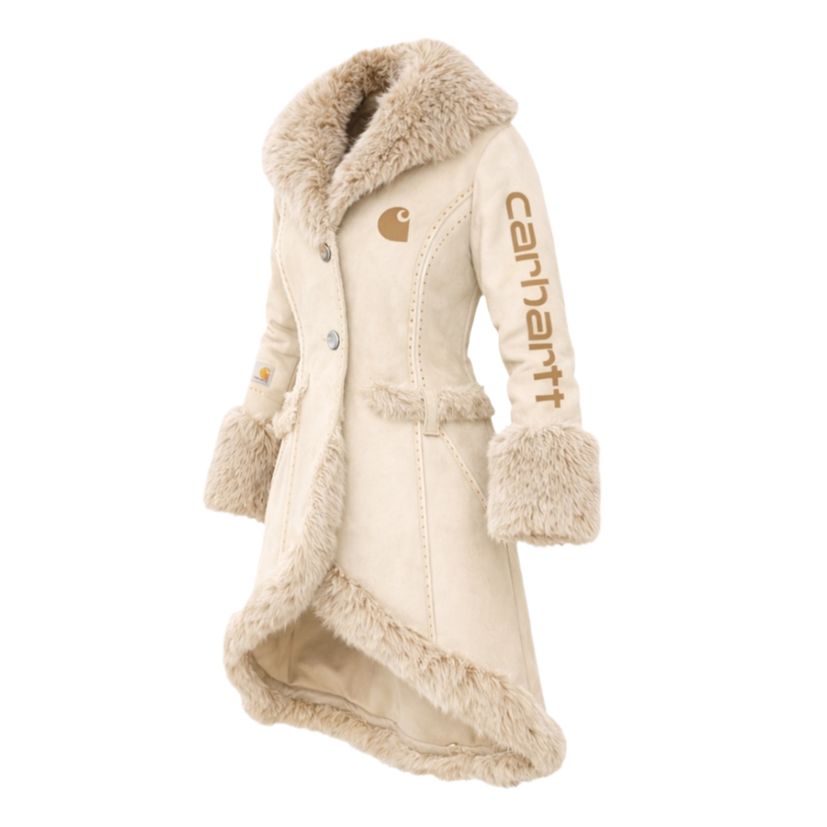 Women’s Faux Fur Collar Winter Coat – Elegant Slim Fit Long Jacket with Plush Trim-Brown