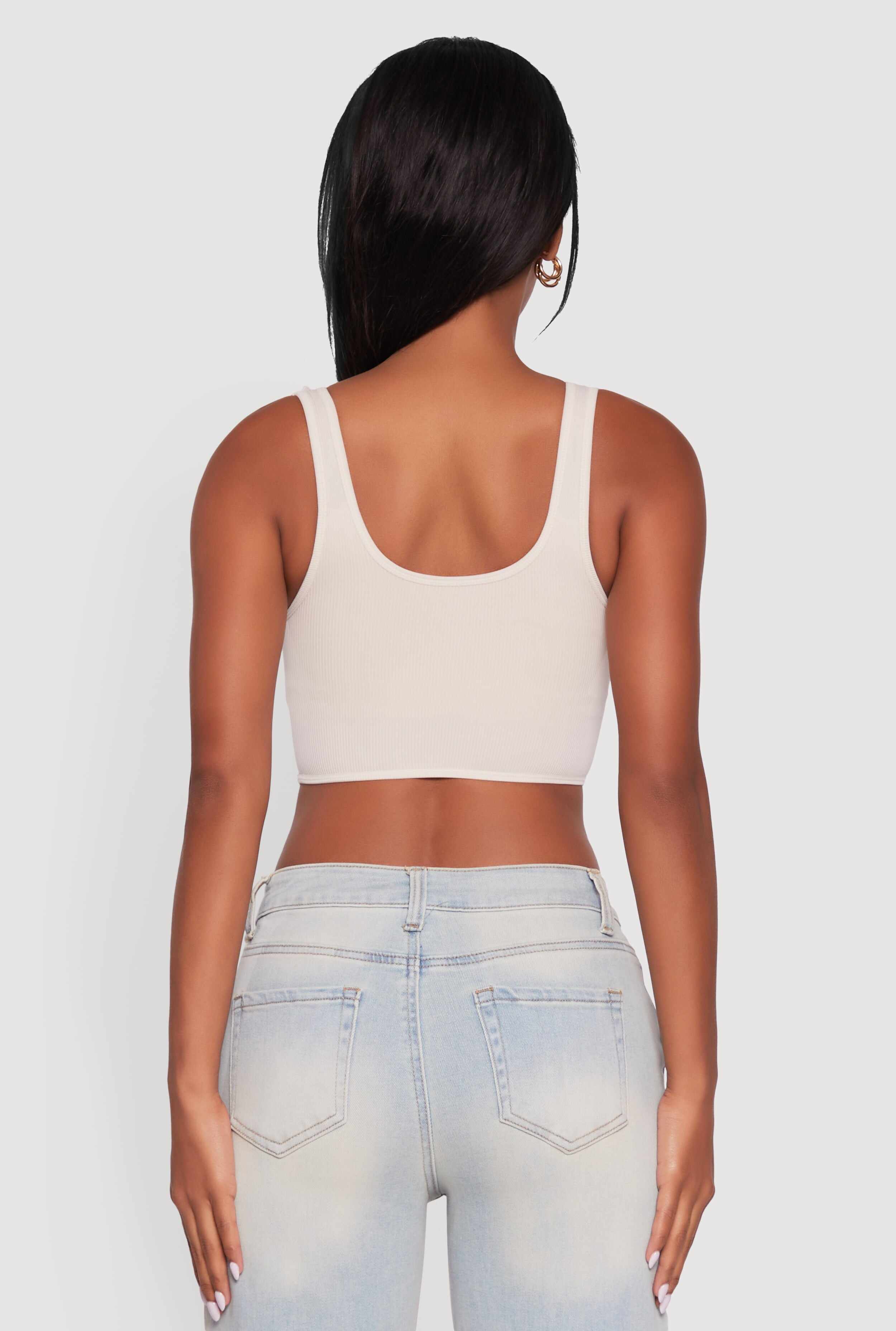 Ribbed Knit V-Neck Bralettes with Shelf Bra 2-Pack