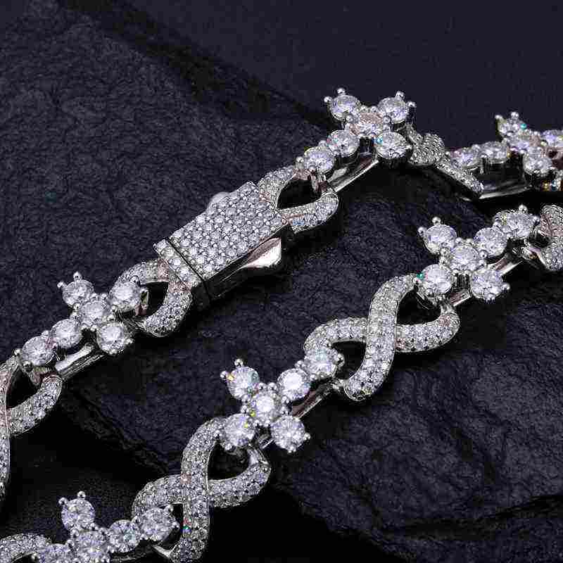 TestTest 10mm S925 Moissanite Infinity Cross Link Bracelet