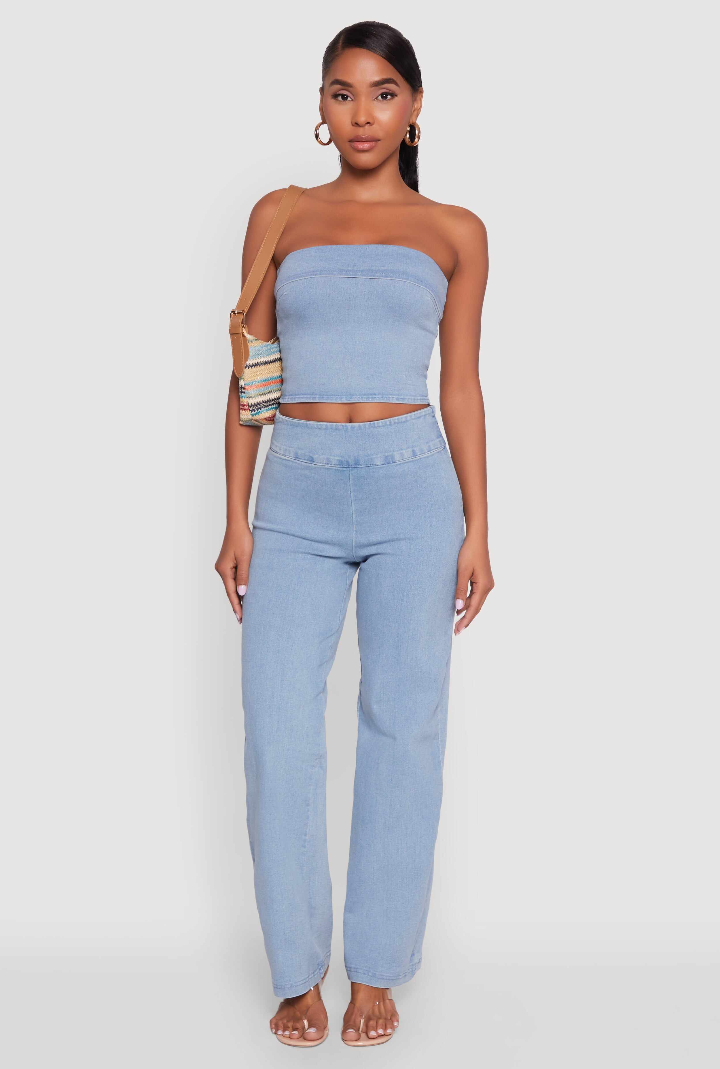 Haute Monde Denim Cropped Tube Top