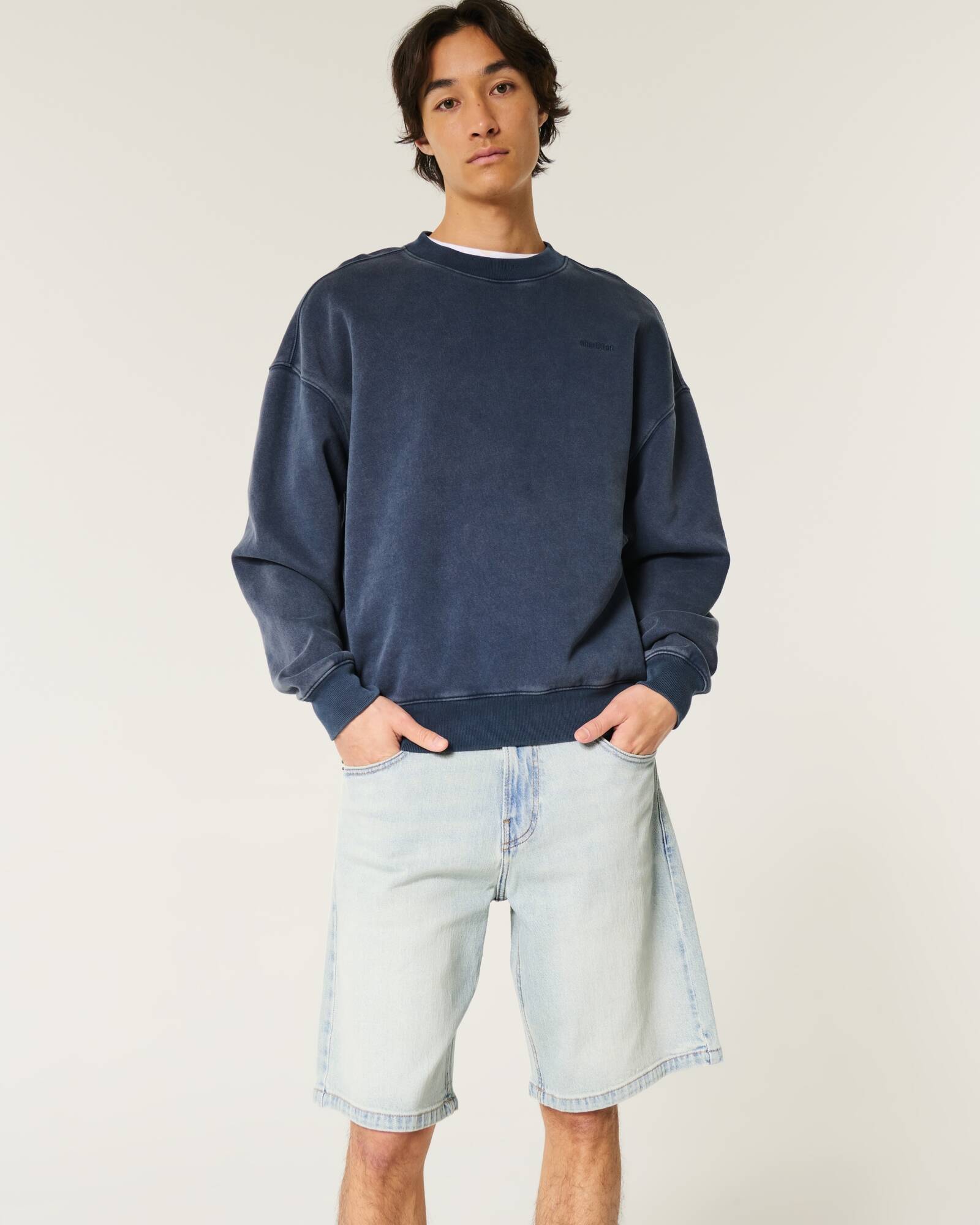 Washed Black Baggy Denim Shorts