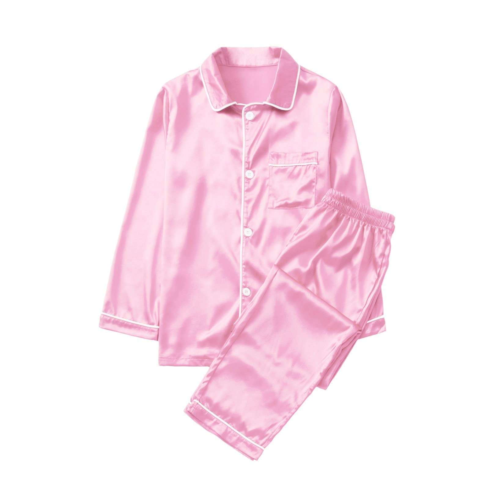 Family Matching Solid Color Silk Pajamas