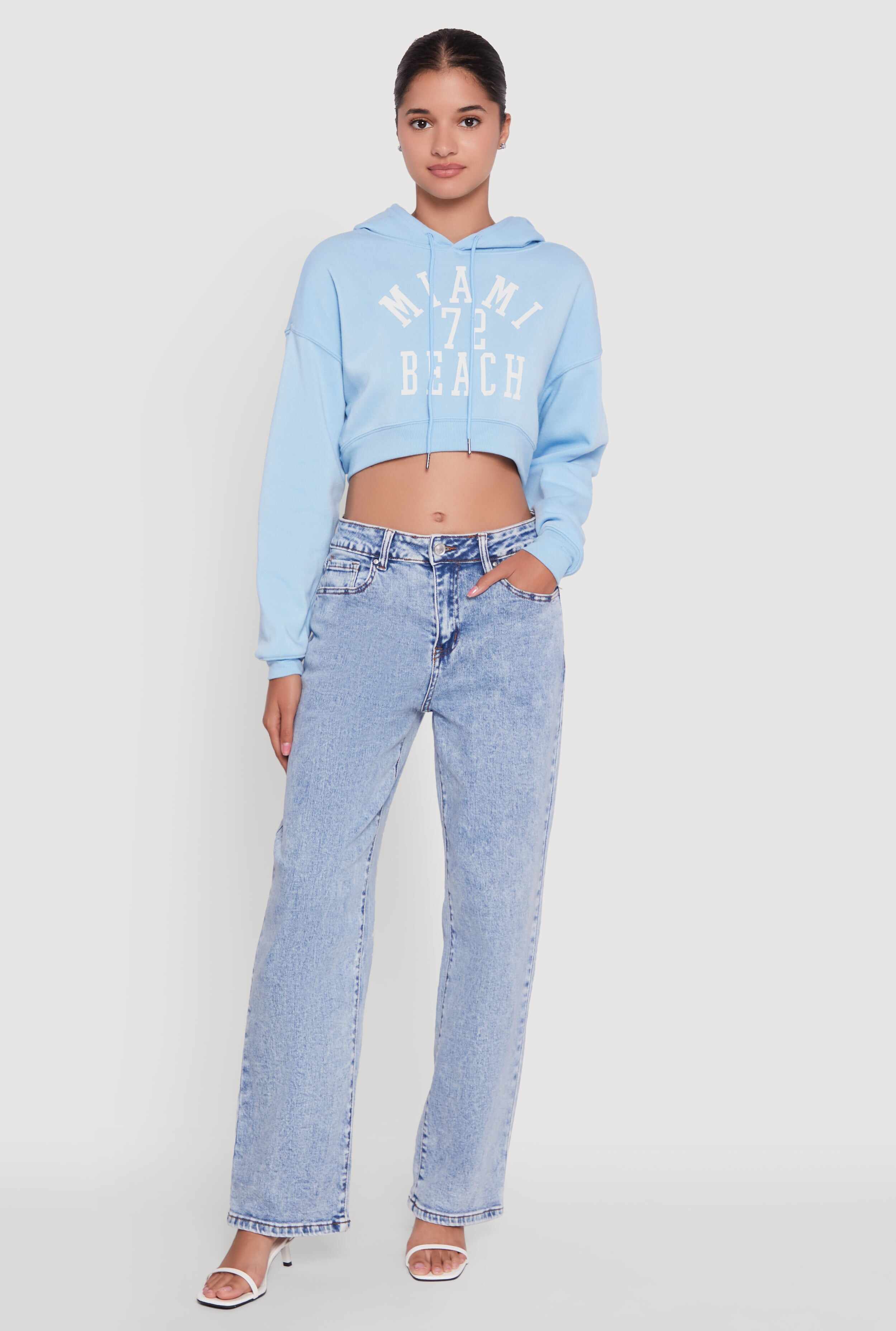 Fleece Graphic Cropped Pullover Hoodie