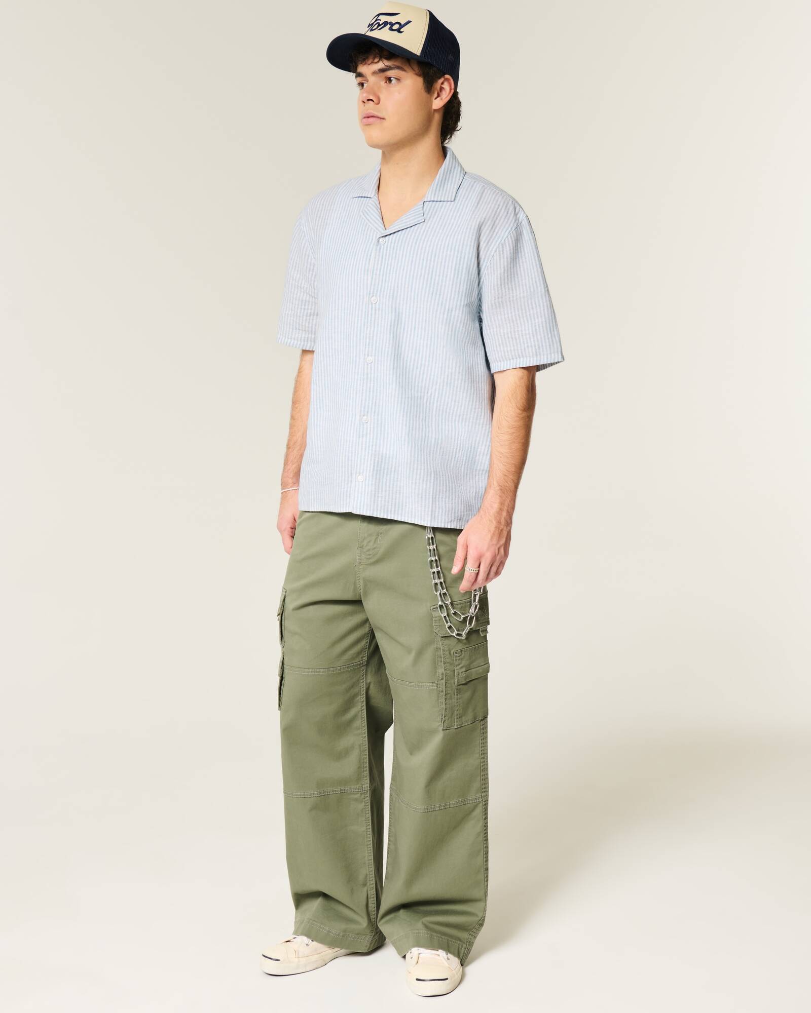 Boxy Short-Sleeve Linen-Blend Shirt