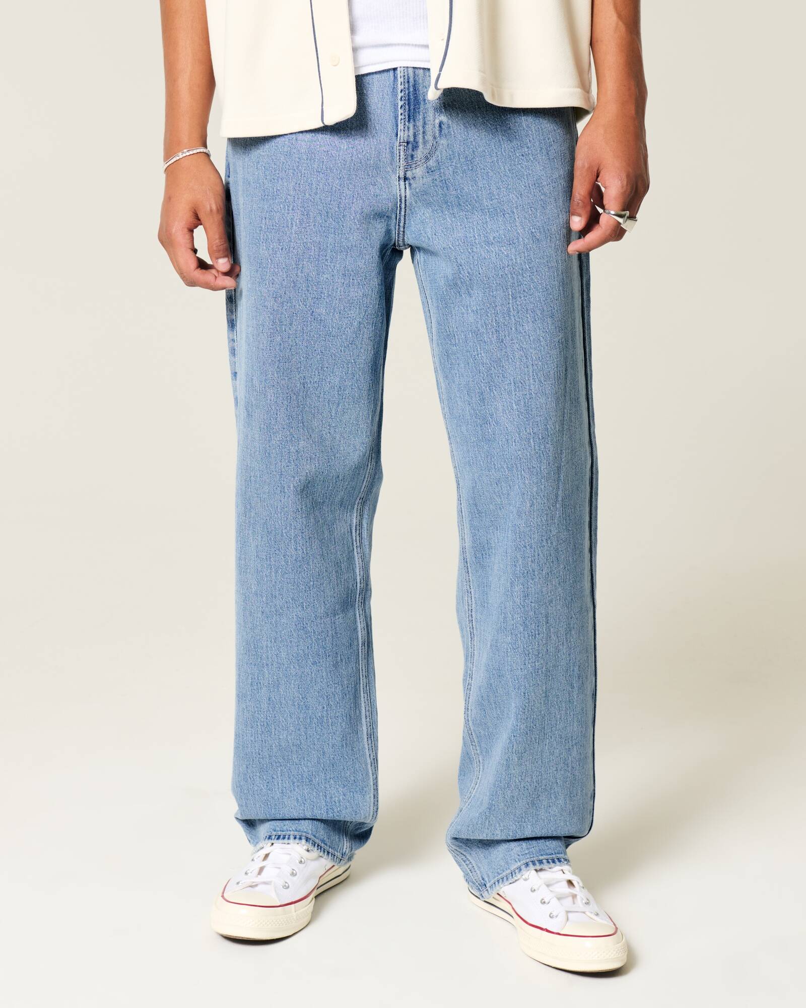 Railroad Stripe Baggy Painter Jeans