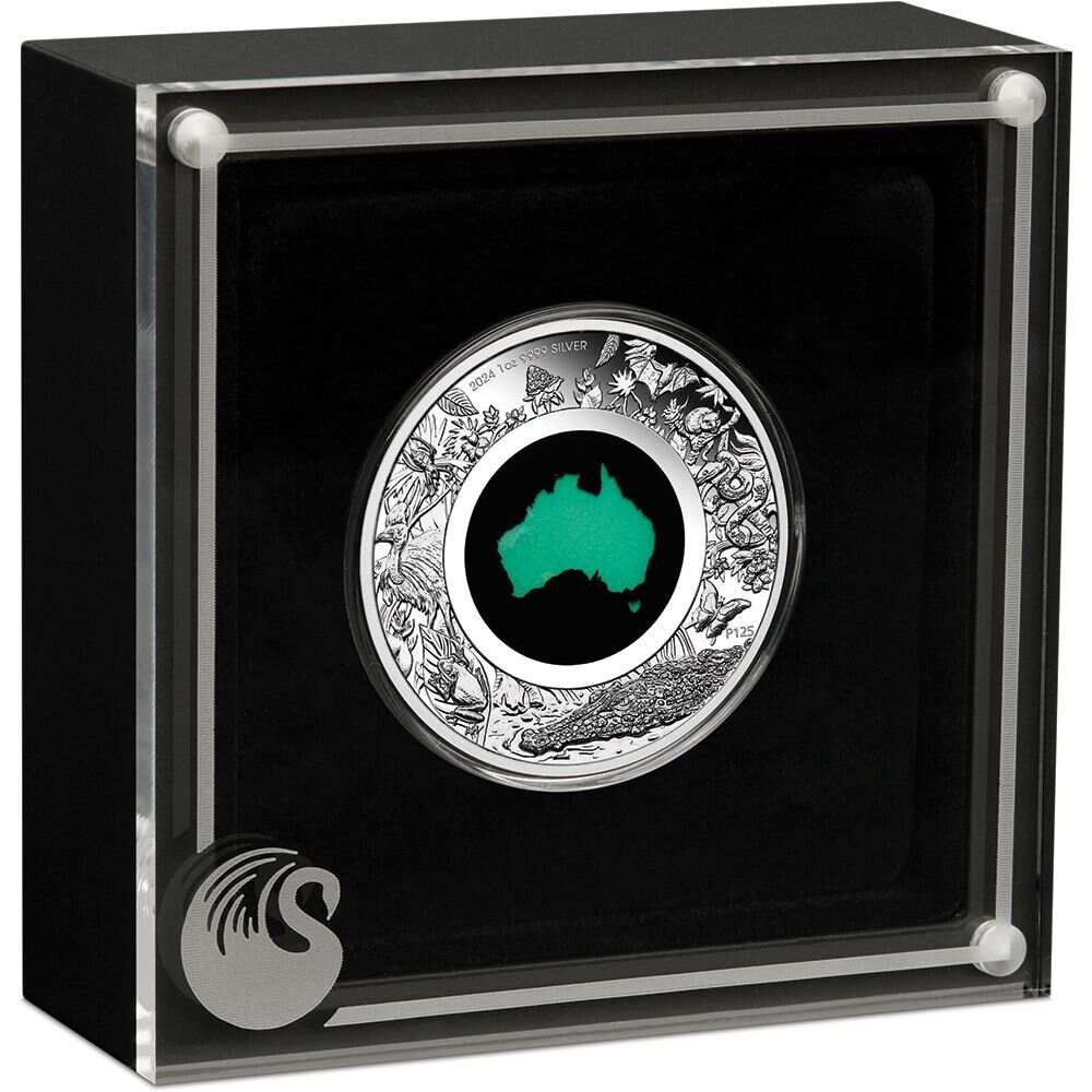 2024 $1 Great Southern Land 1 Oz Silver Proof Chrysoprase Coin