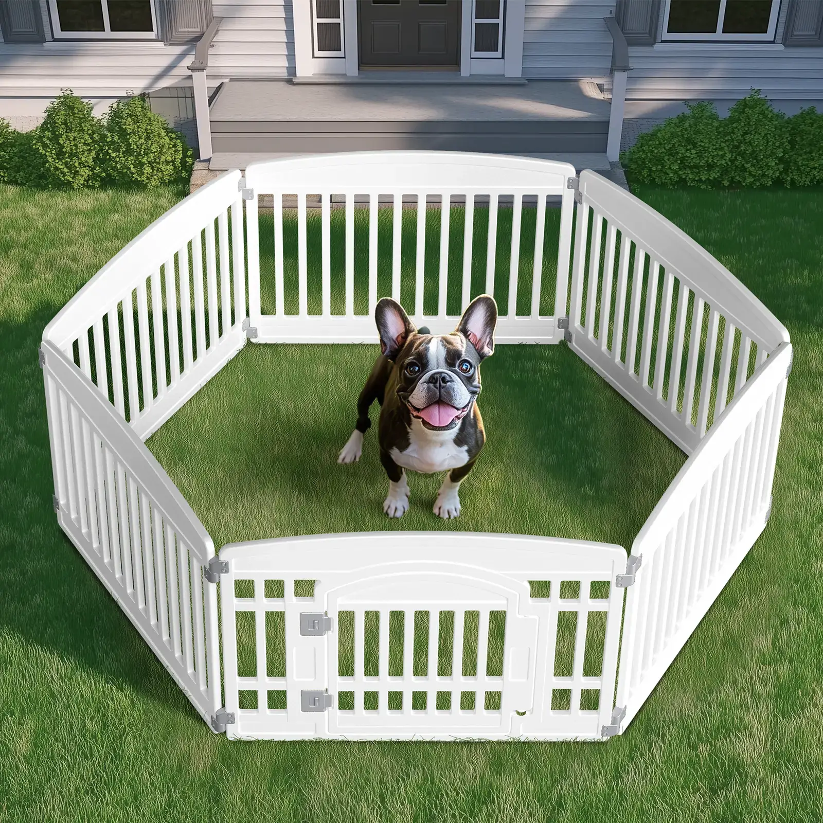 【Deals for You Days】Plastic Pet Playpen - Portable Puppy Fence, Durable Puppy Exercise Pen with Lockable Playpen Gate, Non-Slip Bottom, for Indoor & Outdoor Use, Playpen Gate Playpens