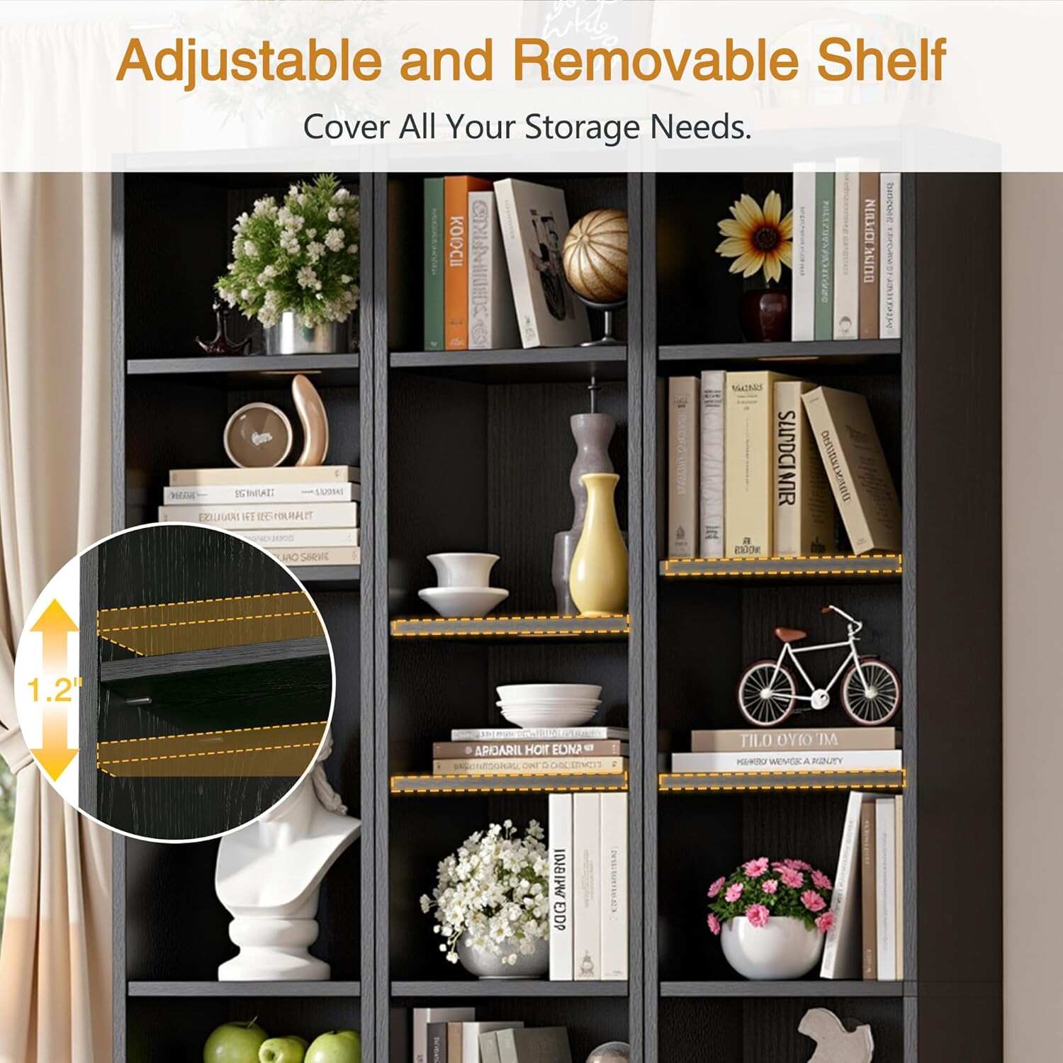 VECELO 8-Tier Tall Narrow Bookshelf