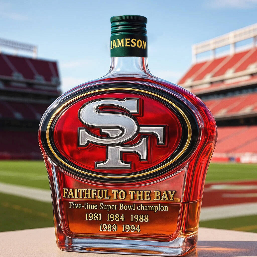 The San Francisco 49ers Honor Whiskey Bottle