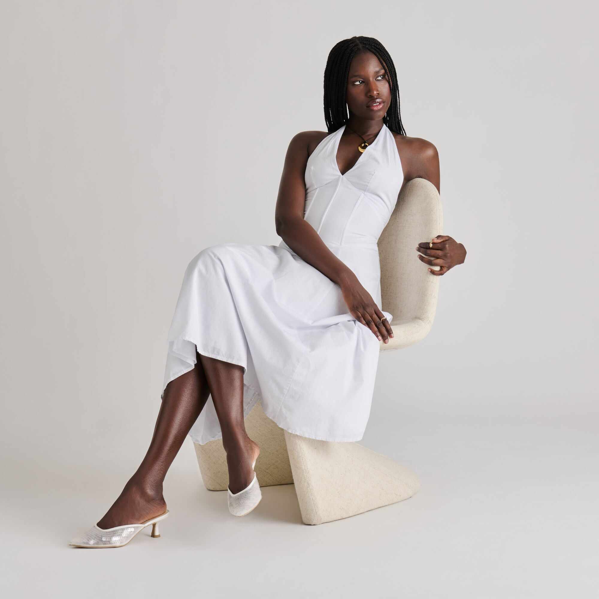 CLEO SEQUIN HEELS IVORY SEQUIN