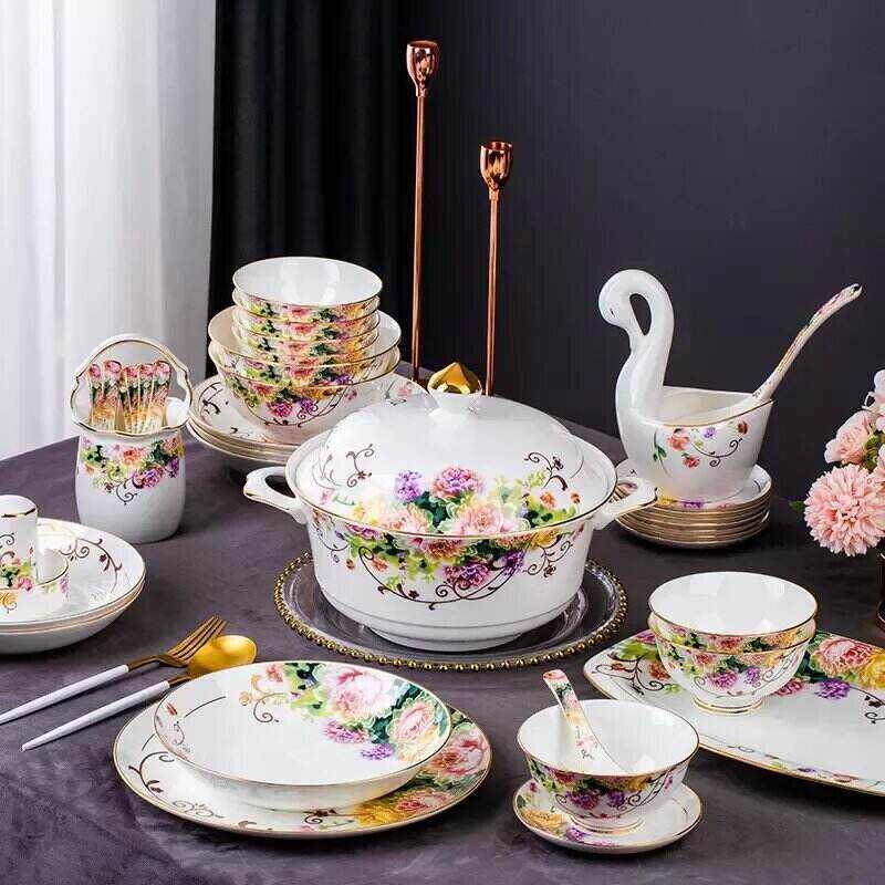 60 PIECE EUROPEAN BONE FLORAL PATTERN