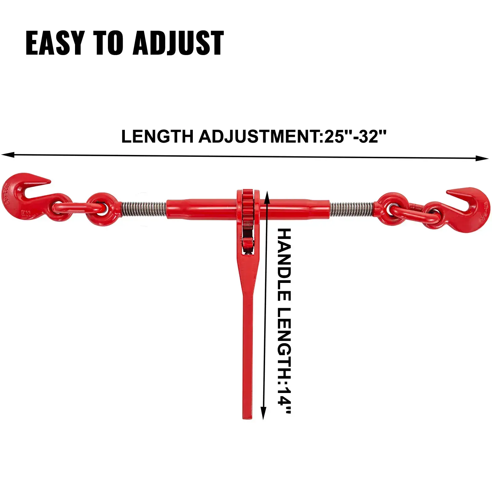 Chain and Binder Kit 3/8in-1/2in, Ratchet Load Binders 9215lbs Working Strength, Ratchet Binders and Chains, 3/8in x 10ft Chains with G70 Hooks, for Truck, Tie Down, Hauling, Towing