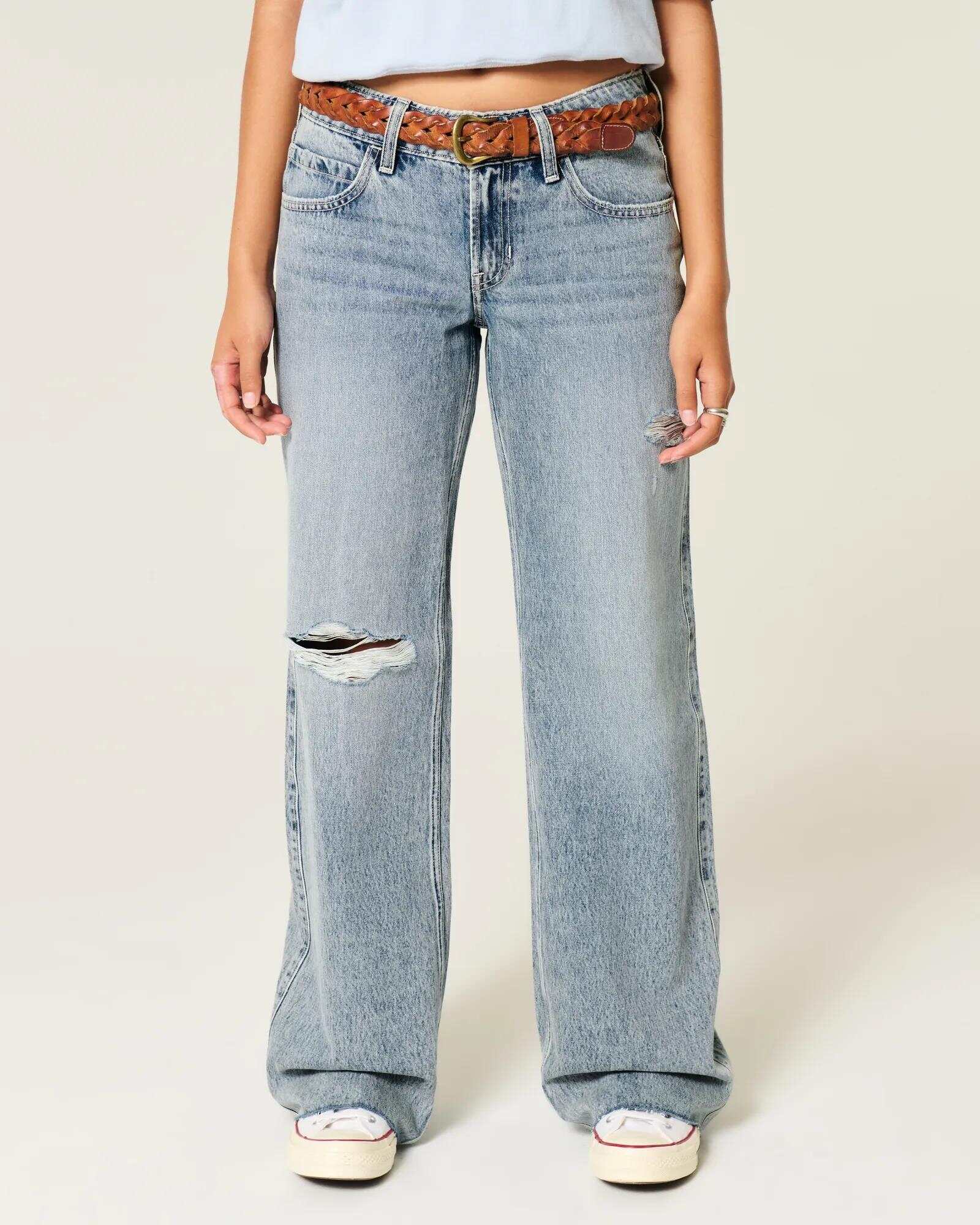 Low-Rise Dark Wash Baggy Jeans