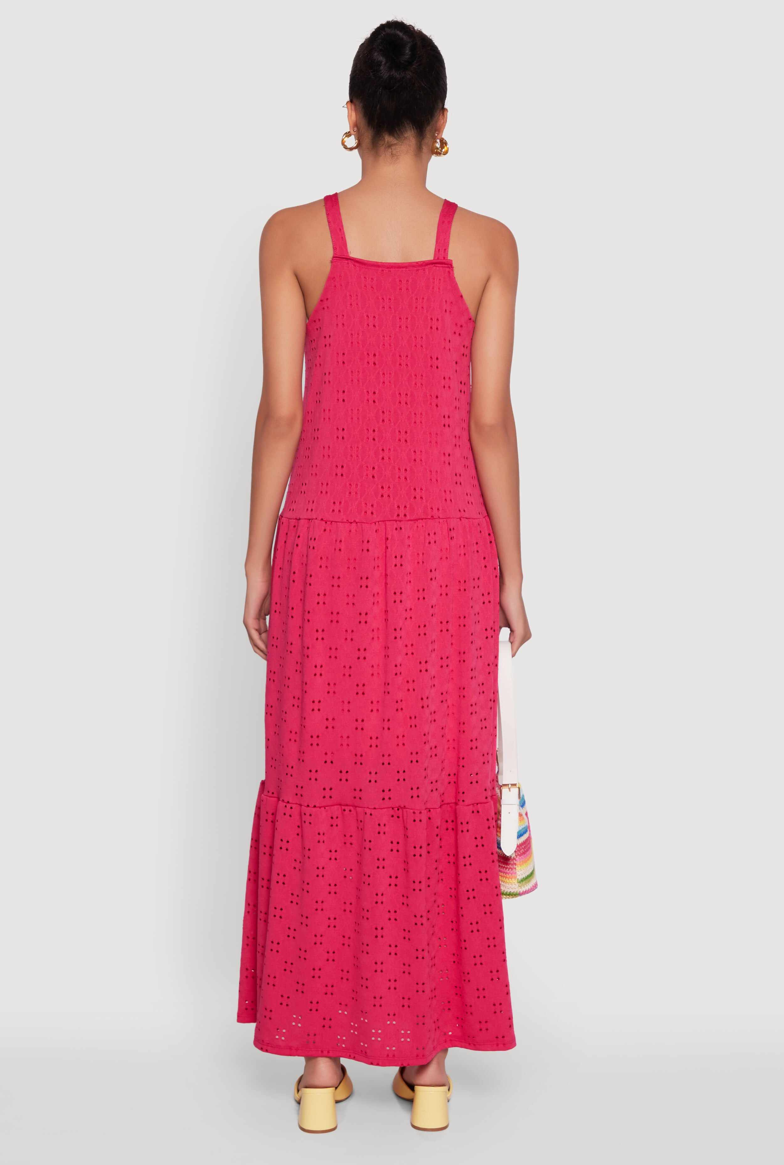 Eyelet Tiered A-Line Maxi Dress