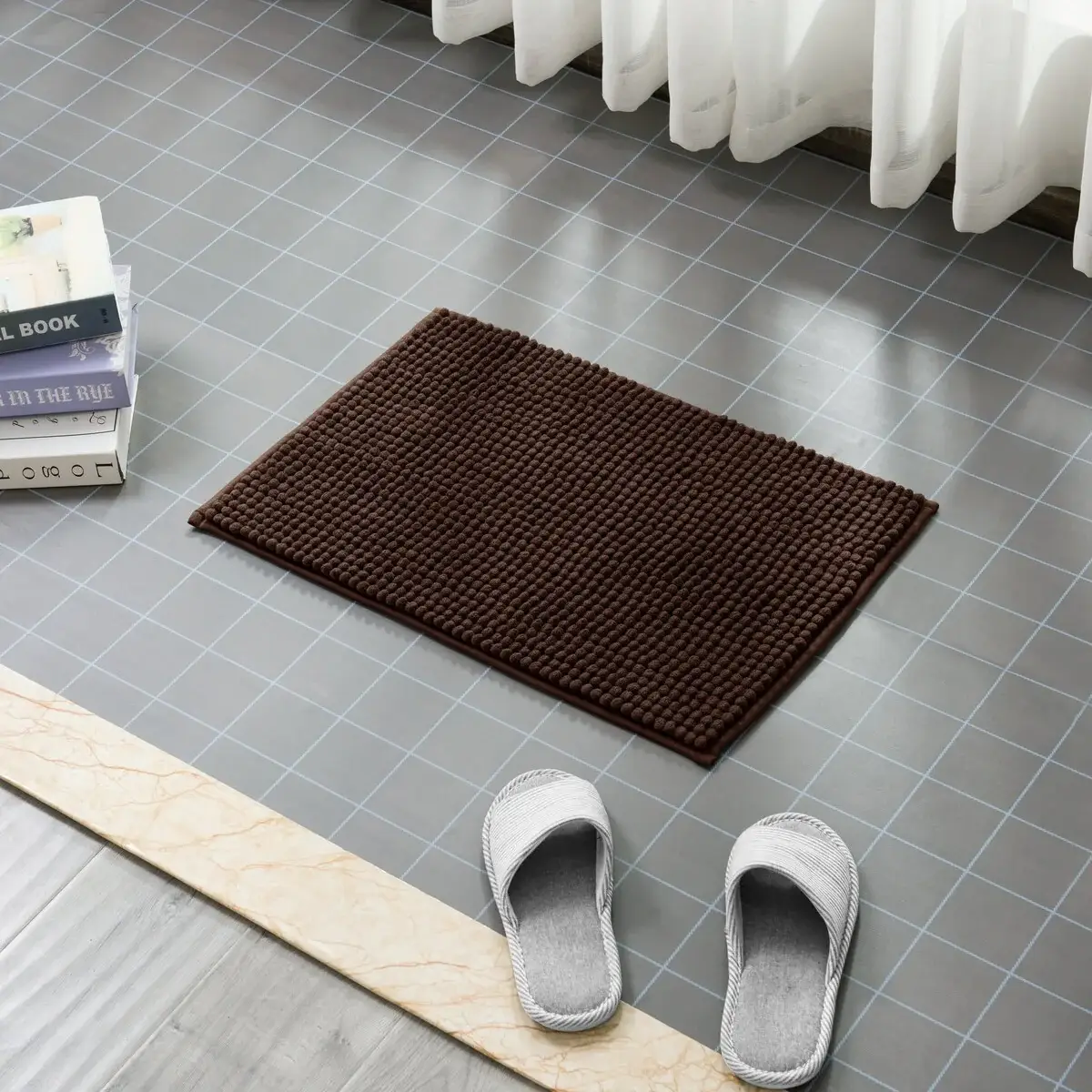 Subrtex Luxury Chenille Bath Rugs Soft Bathroom Mats