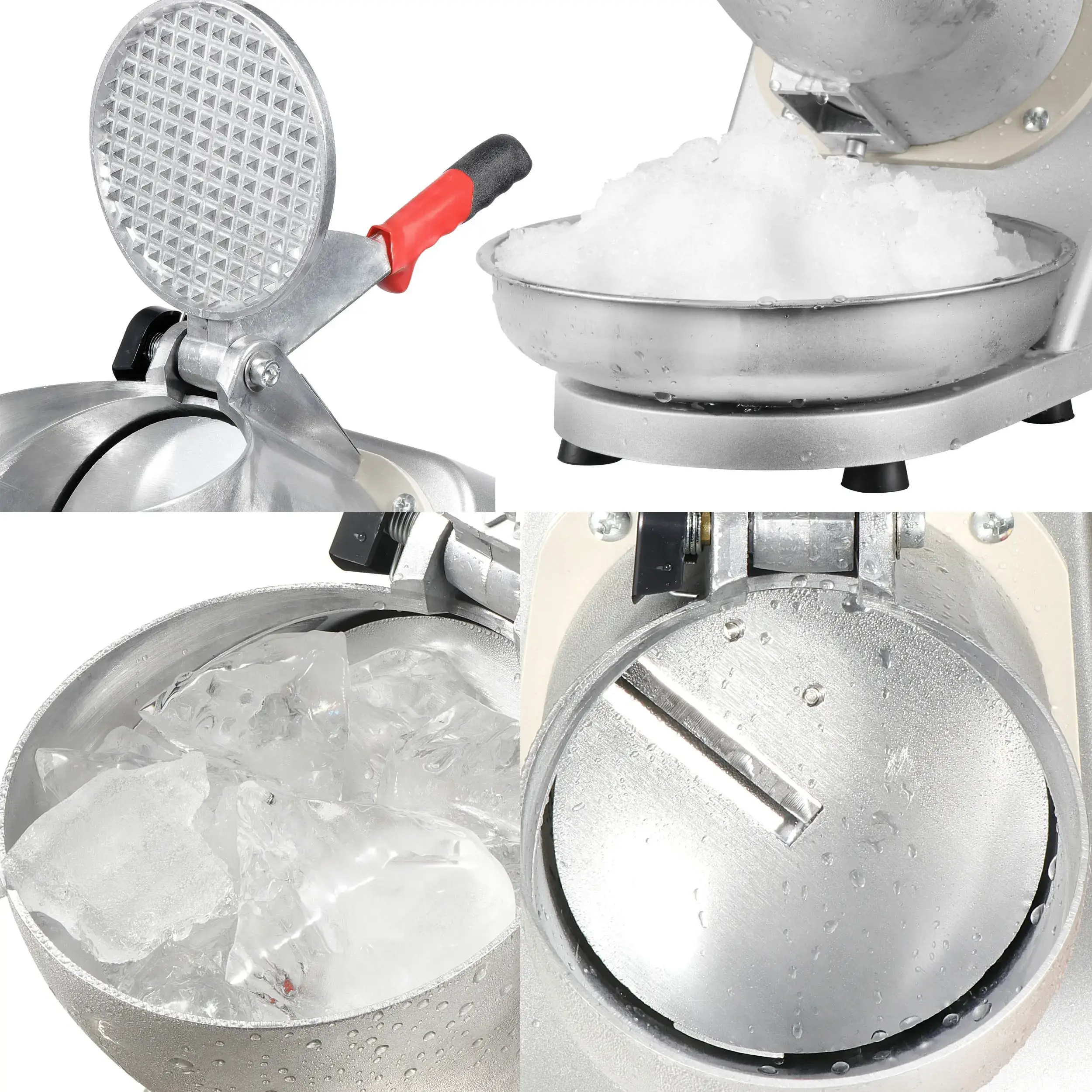 Commercial-Grade Shaved Ice Machine - Aluminium Home Ice Crusher, 143 lbs High-Output Slush Maker with Large Bowl, Waterproof Switch, Silver Kitchen Appliance