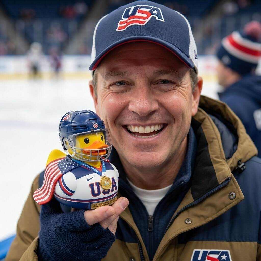 2026 Milan Olympics Team USA HOCKEY Gold Medal Commemorative Duck Figurine
